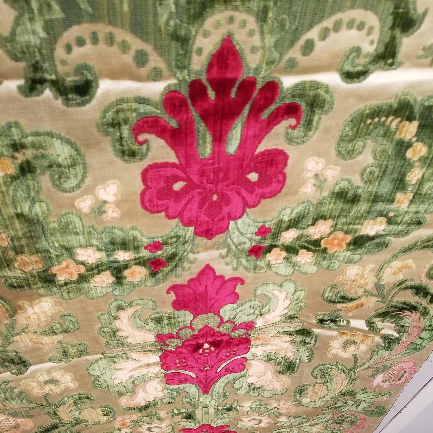 Velvet Antique French Cut velvet Silk Textile For Sale