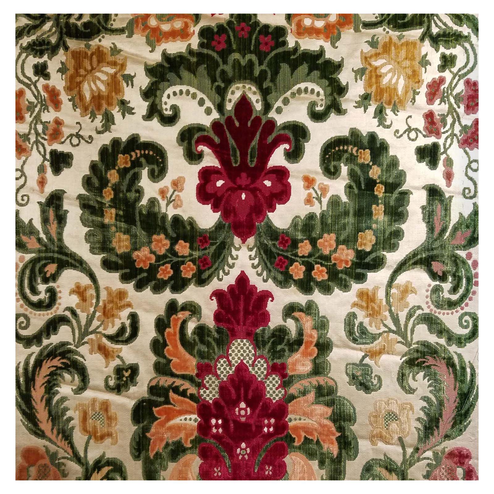Antique French Cut velvet Silk Textile For Sale
