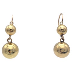 Boucles d'oreilles pendantes françaises anciennes en or jaune 18 carats