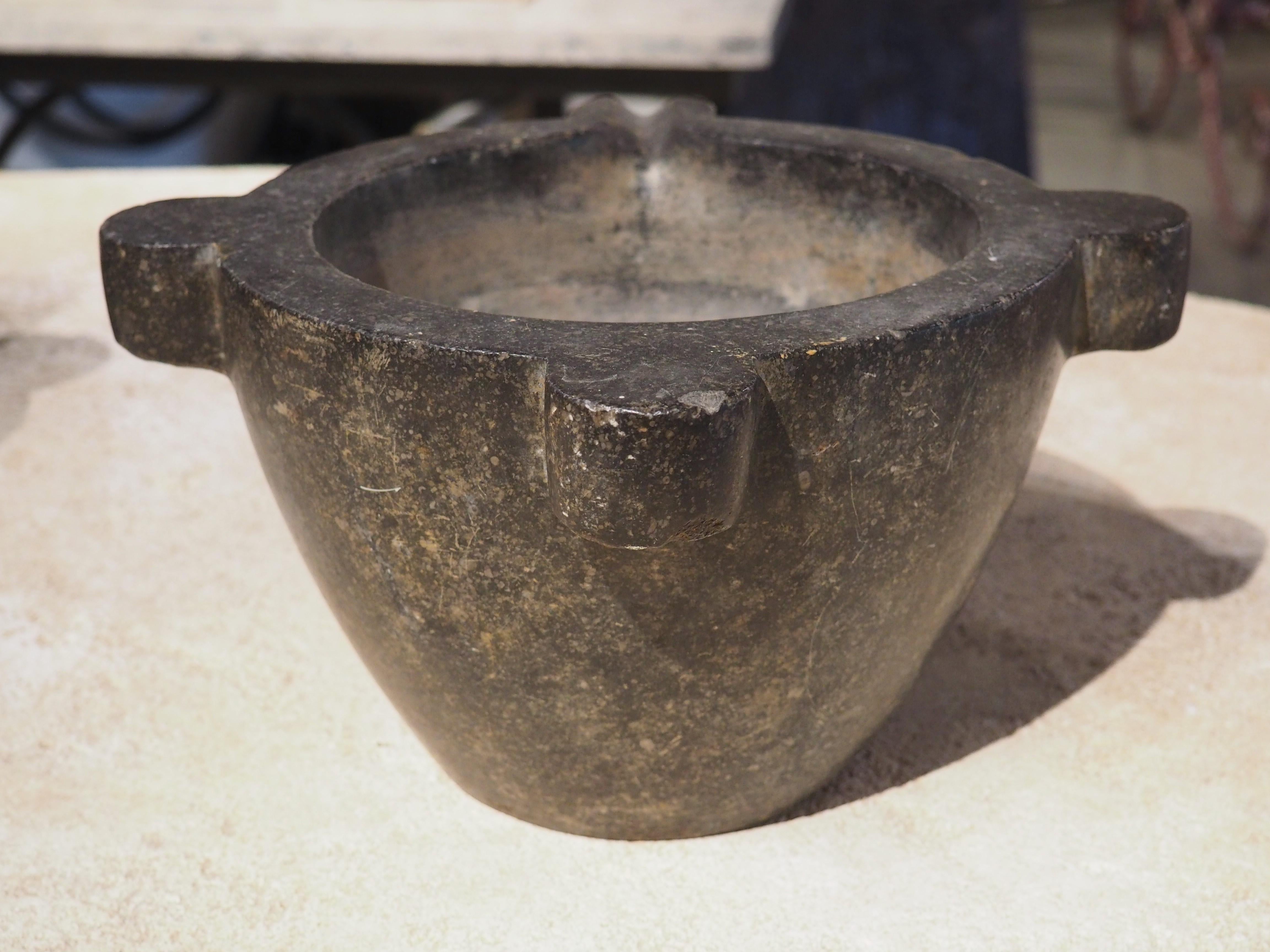 Mid-19th Century Antique French Dark Charcoal Marble Mortar, circa 1850
