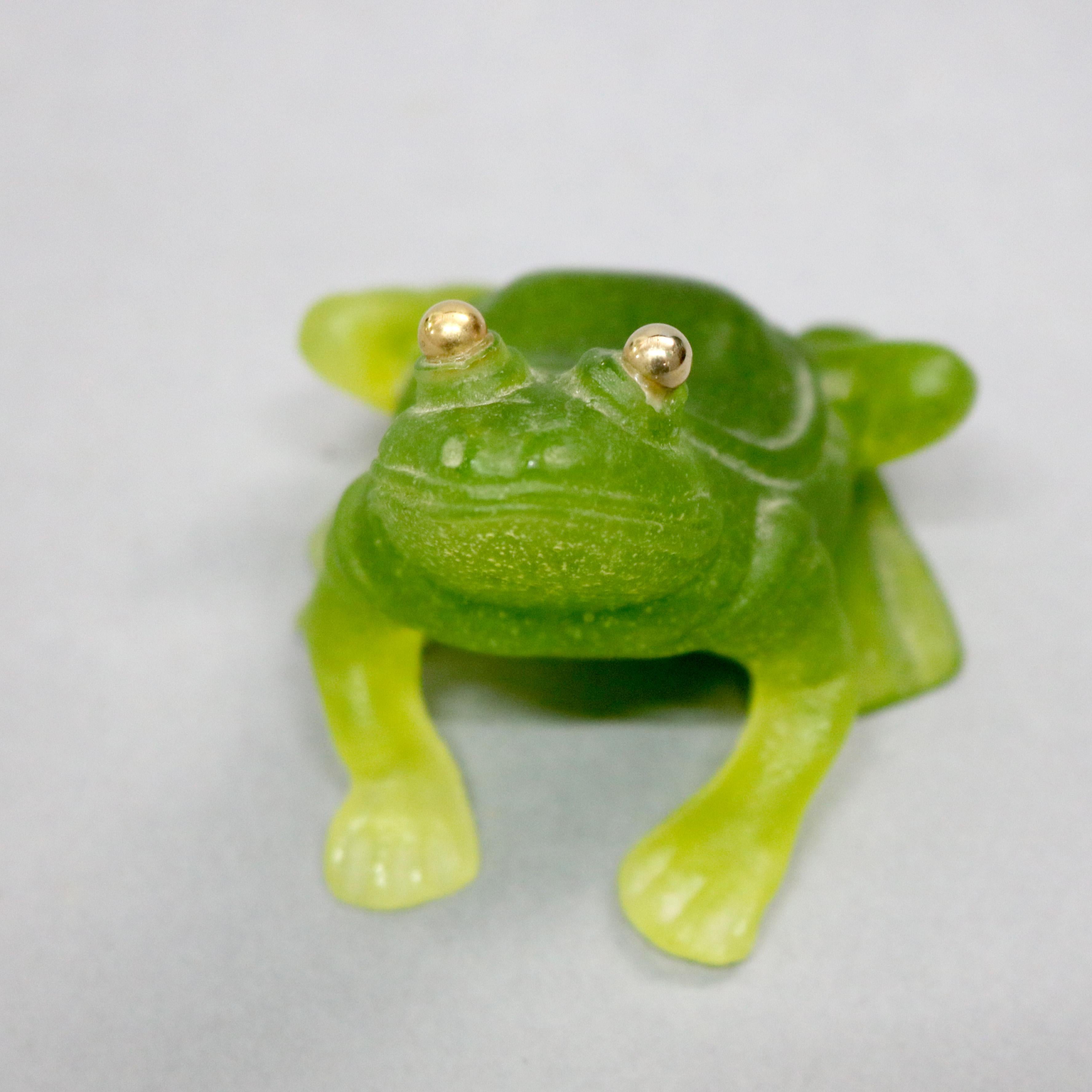 Glass Antique French Daum Nancy Pate de Verre Figural Frog, 20th Century