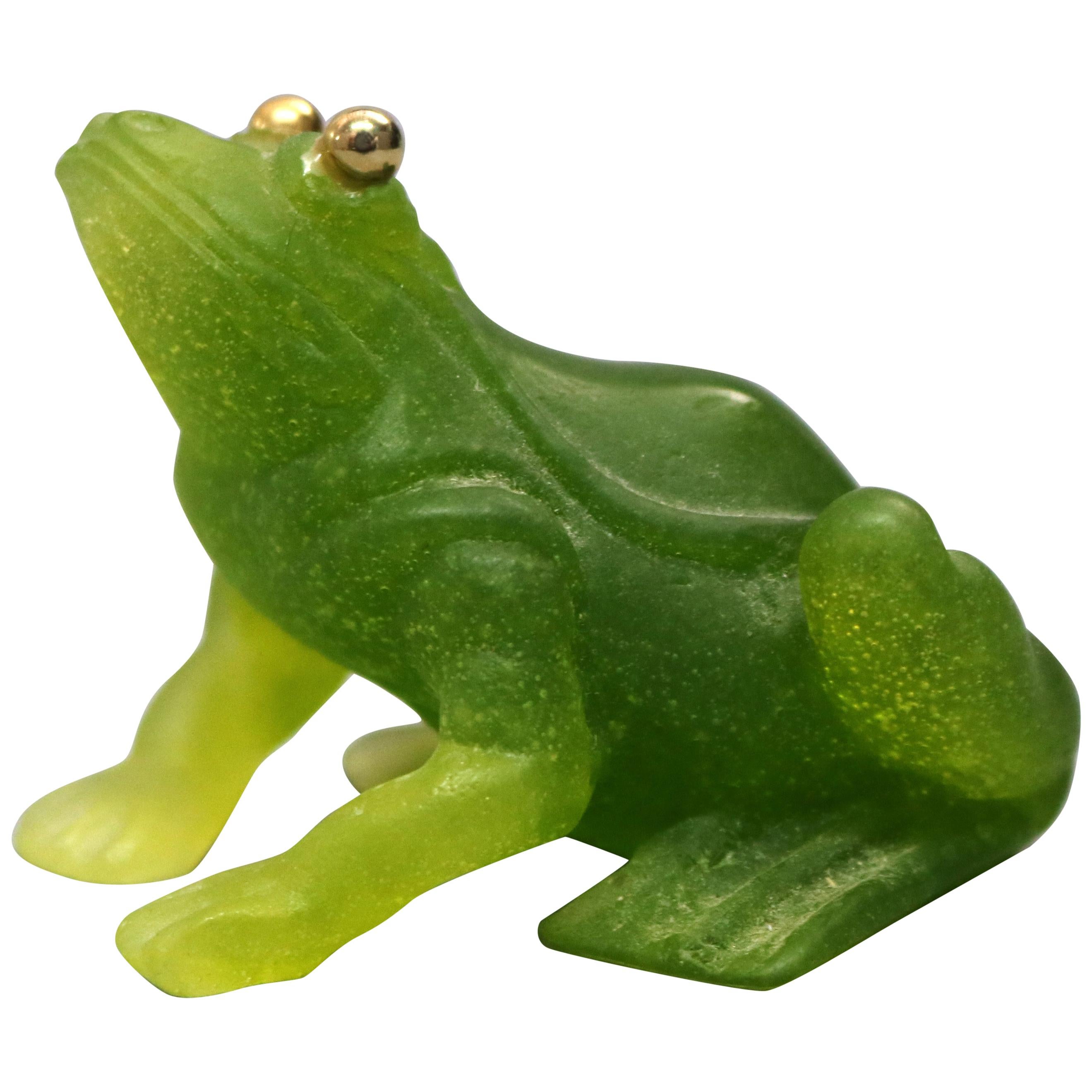 Antique French Daum Nancy Pate de Verre Figural Frog, 20th Century