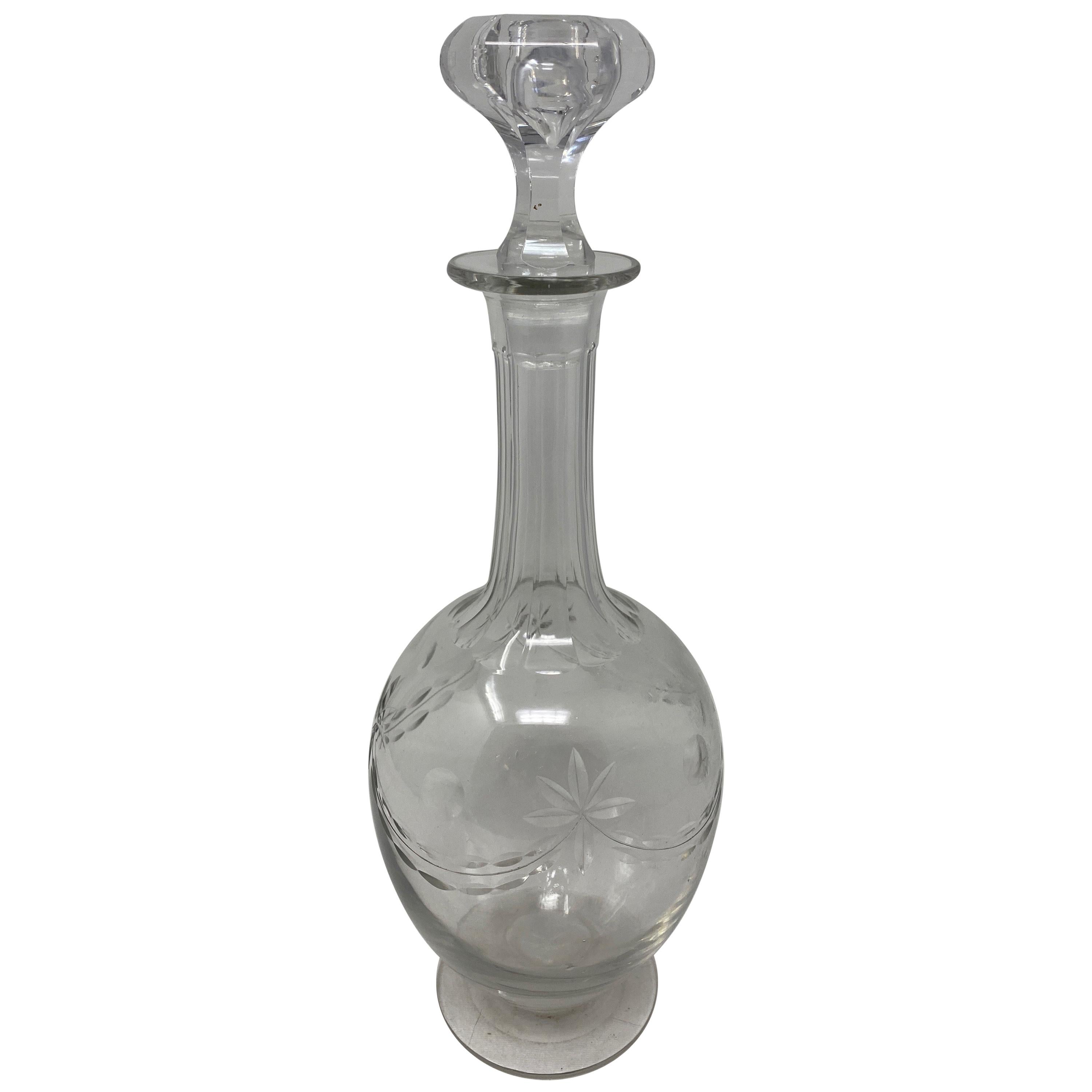 Antique French Decanter with Stopper For Sale