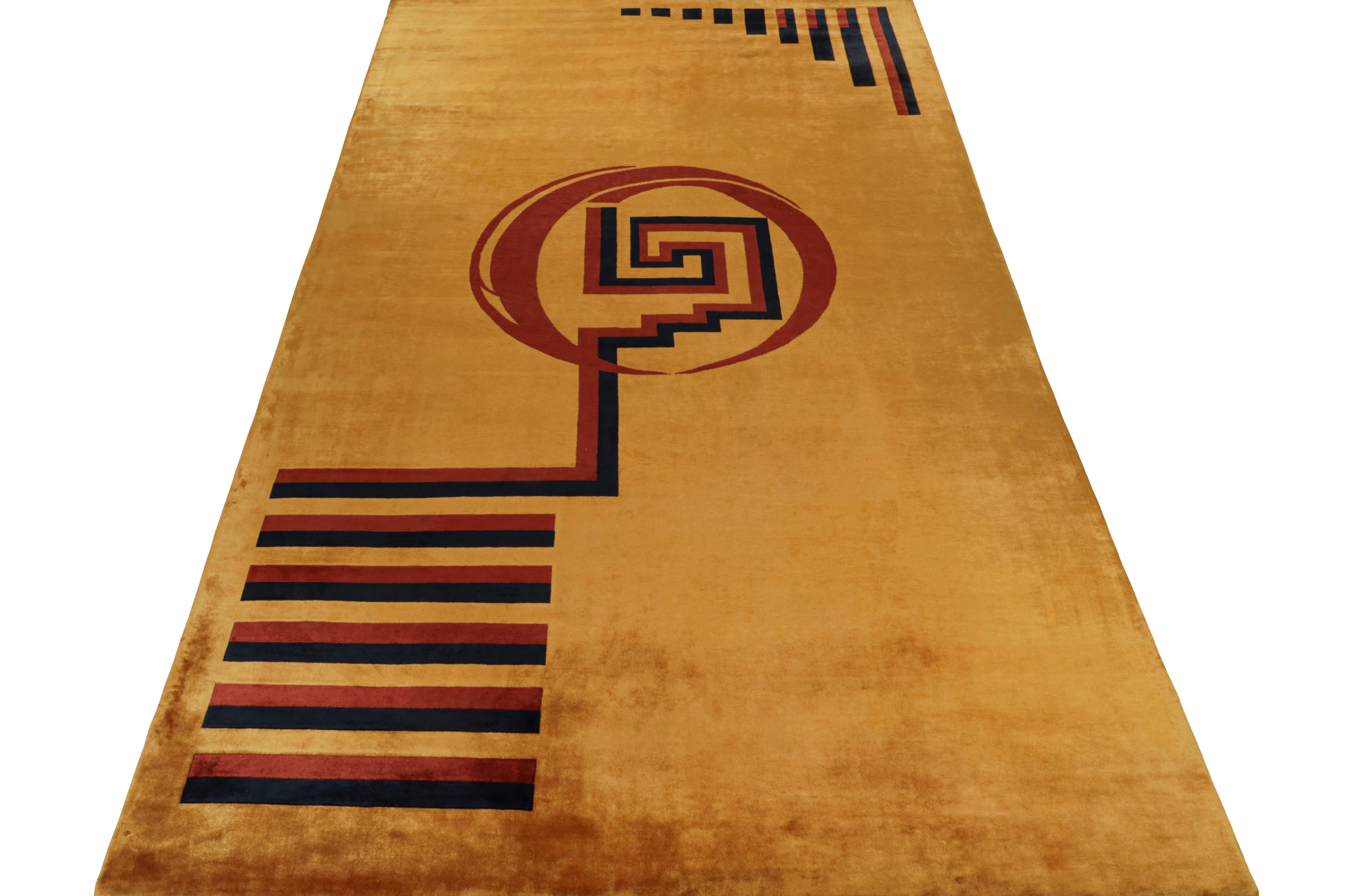 Dieser antike Art-Déco-Teppich im Format 10x18 ist die nächste großartige Ergänzung im Repertoire der klassischen Kurationen von Rug & Kilim. Handgeknüpft aus Wolle.
Weiter zum Design: 
Dieses Stück ist im minimalistischen französischen Deco-Stil