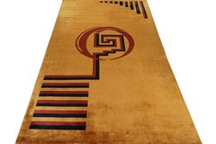 1920s Oversized Antique French Art Deco Rug, Gold with Medallions - Rug & Kilim