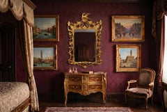 Antiguo Espejo Francés Decorativo de Madera Dorada Siglo XIX 127 x 77cm