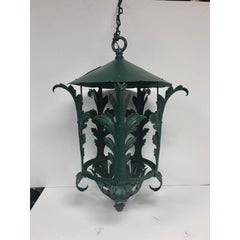 Antique French Decorative Green Lantern