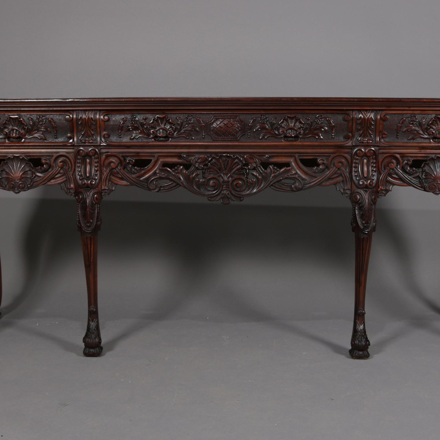 Antique French Deeply Carved Walnut Sideboard, 20th Century In Good Condition In Big Flats, NY