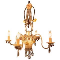 Antique French Delicately Beaded Marie Antoinette Chandelier