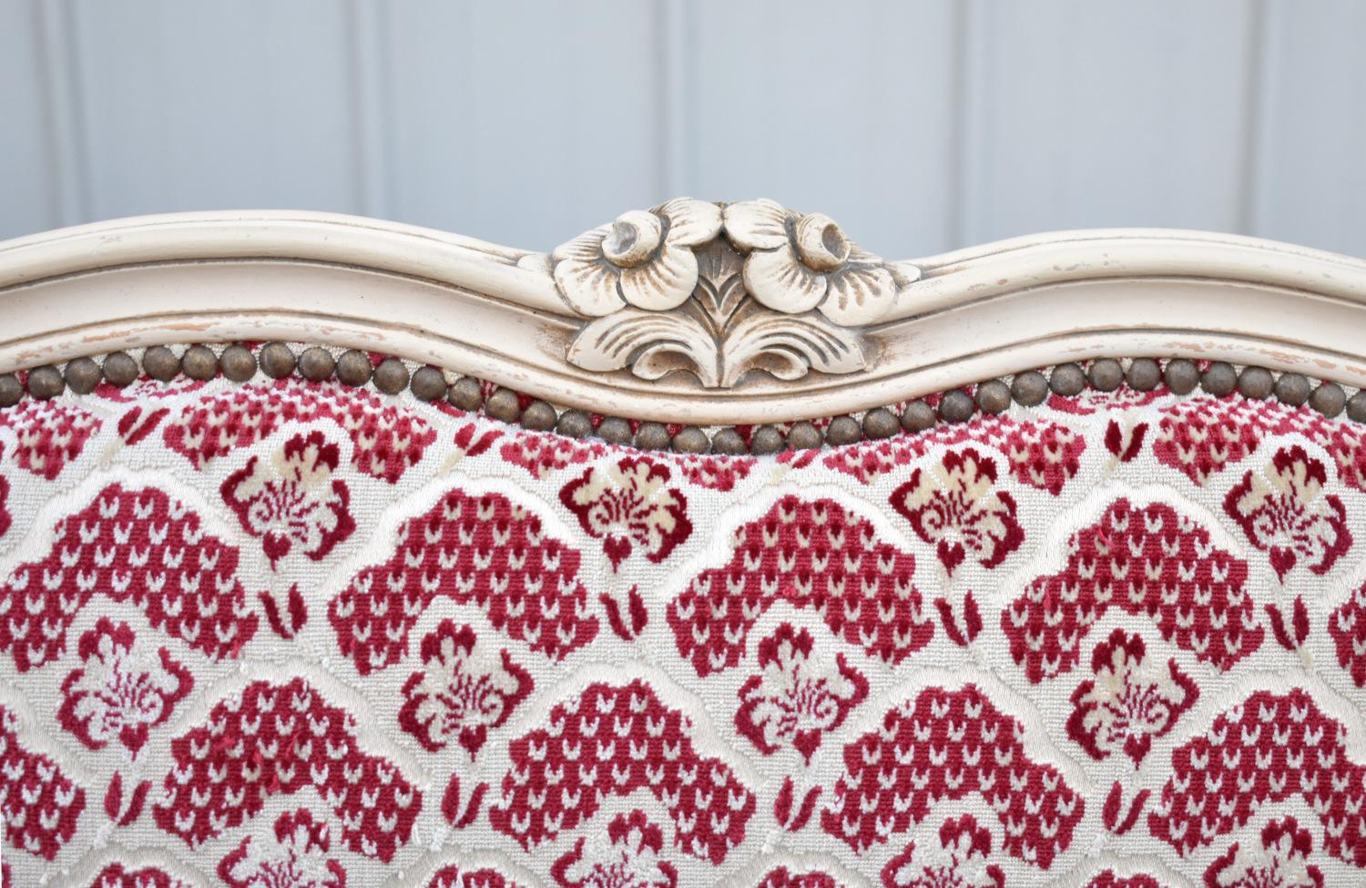 Carved Antique French Demi-Corbeille Bed Louis XV Style