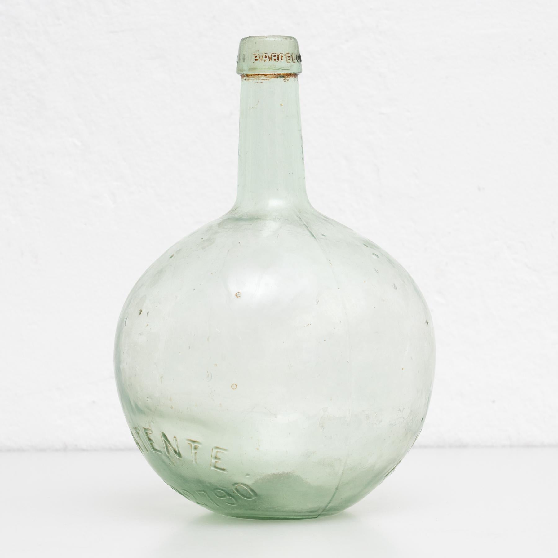 Arts and Crafts Antique French Demijohn Glass Bottle from Barcelona circa 1950
