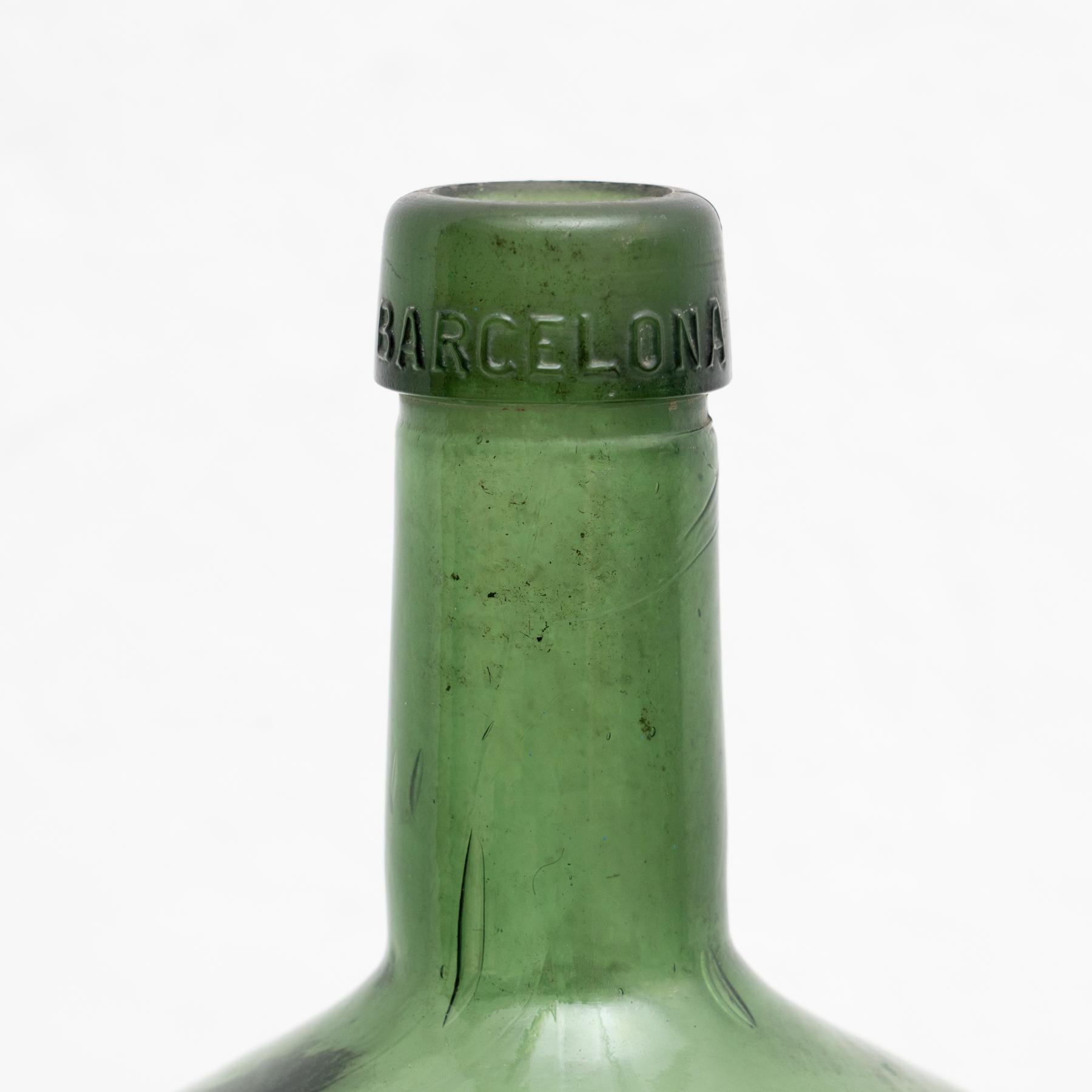 Spanish Antique French Demijohn Glass Bottle from Barcelona circa 1950 For Sale
