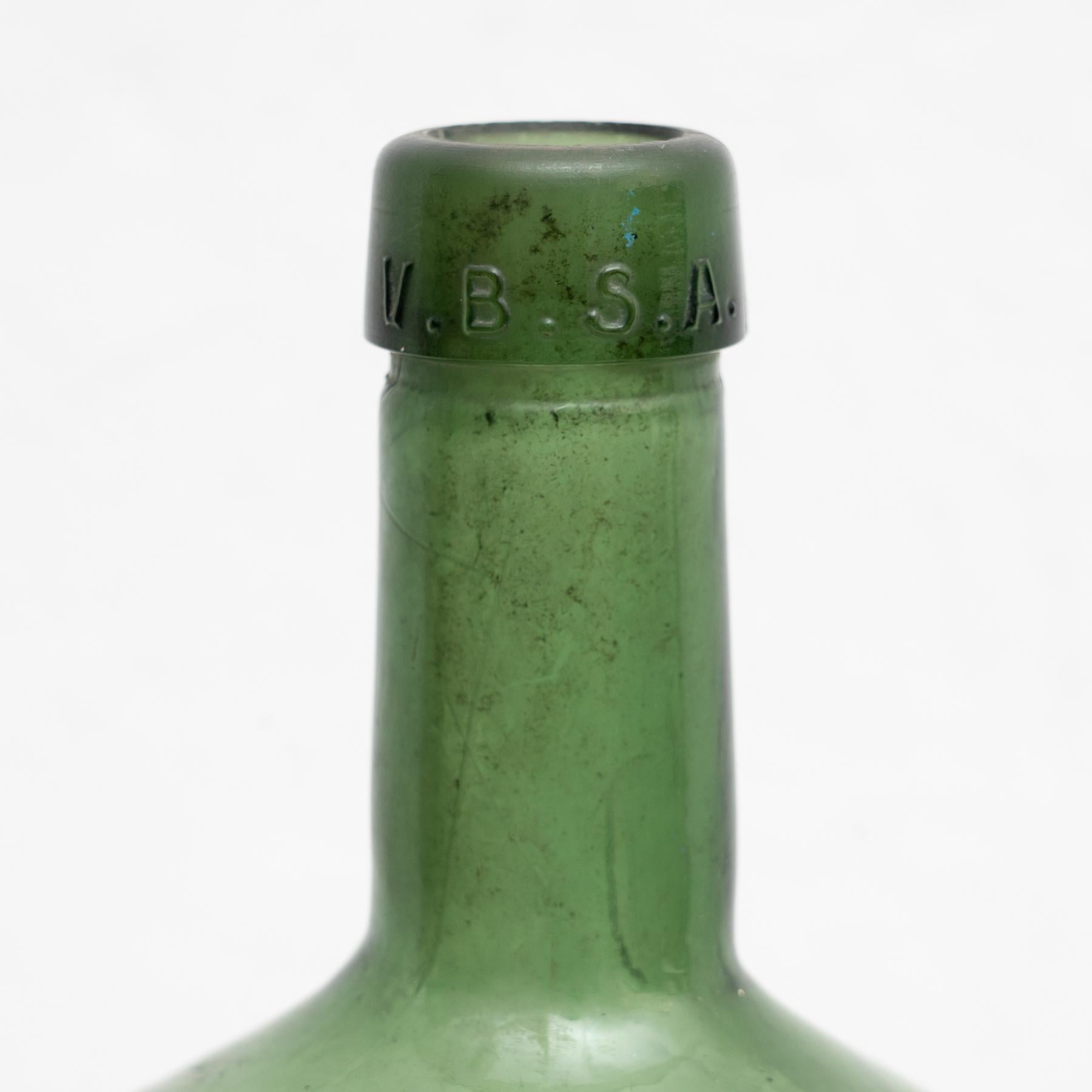 Mid-20th Century Antique French Demijohn Glass Bottle from Barcelona circa 1950 For Sale