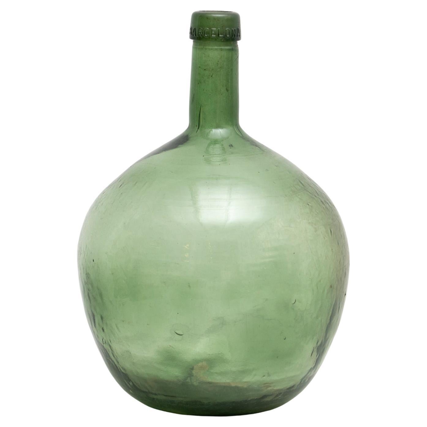 Antike französische Demijohn-Glasflasche aus Barcelona, um 1950