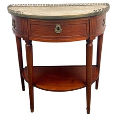 Antique French Demilune Marble Top Table