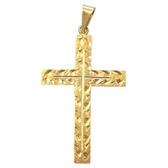 Vintage French Design 18kt Yellow Gold Cross