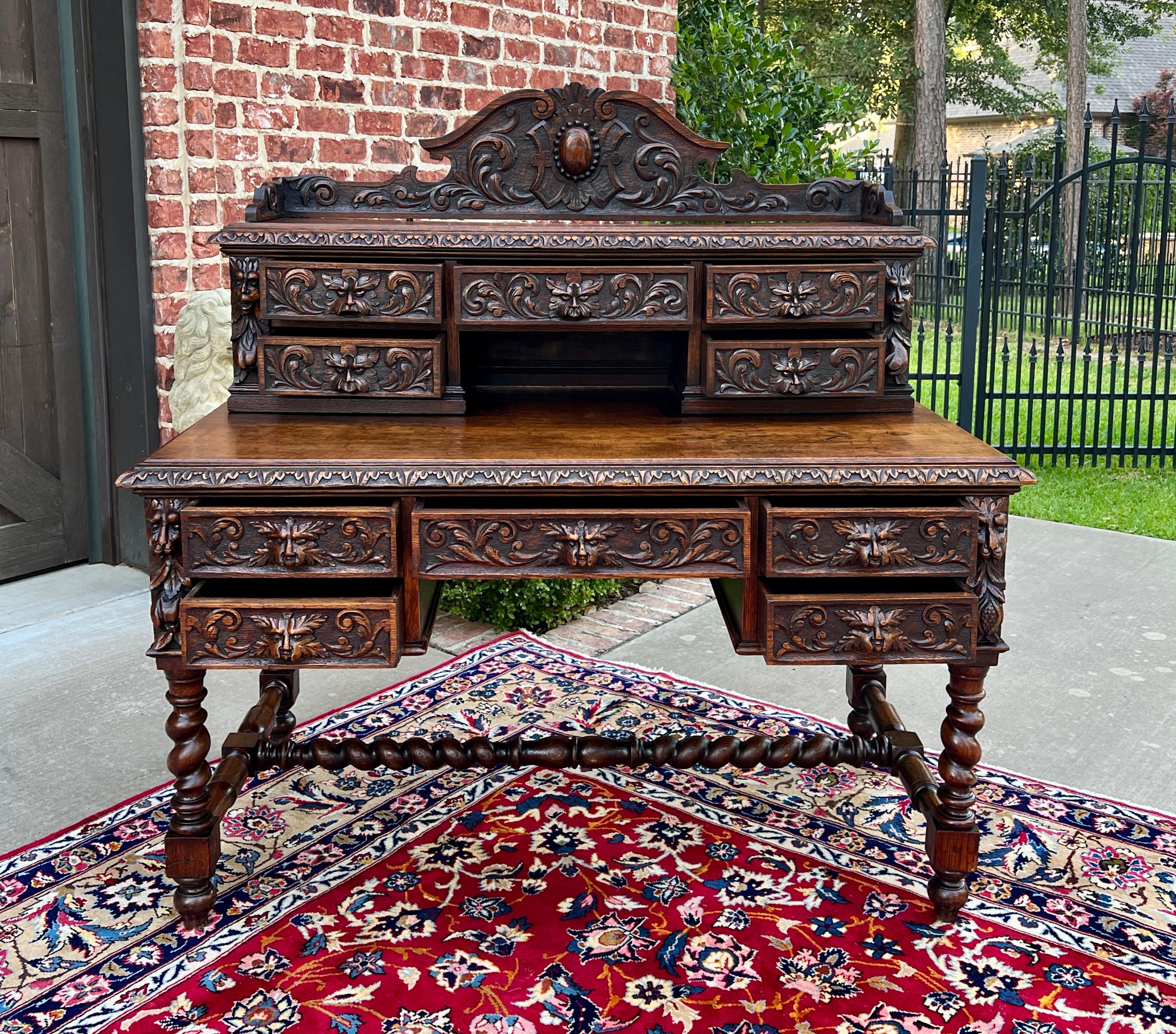 Ancienne bibliothèque de bureau française en chêne de style néo-renaissance, torsion d'orge, 19ème siècle en vente 2