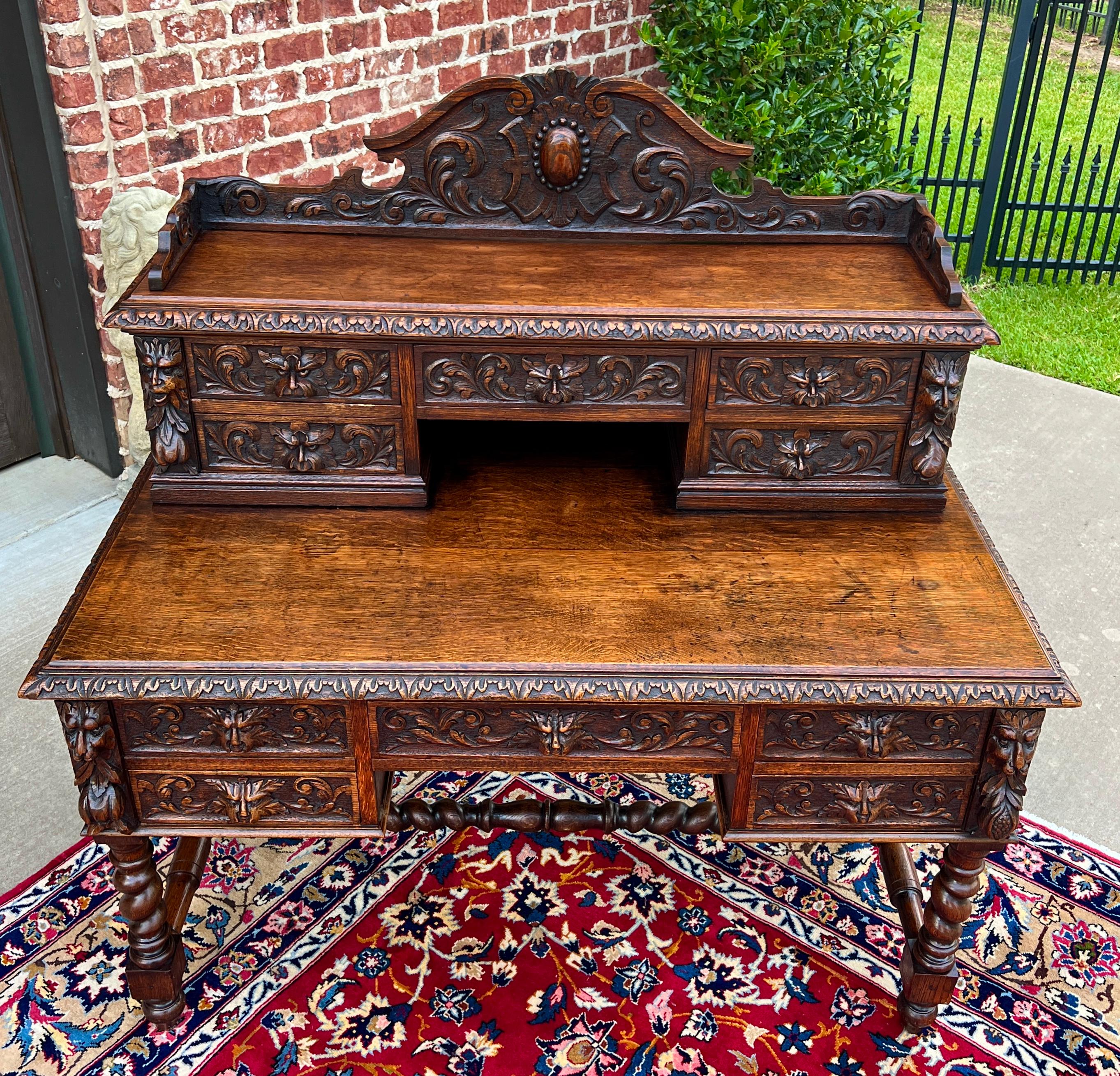 Ancienne bibliothèque de bureau française en chêne de style néo-renaissance, torsion d'orge, 19ème siècle en vente 3