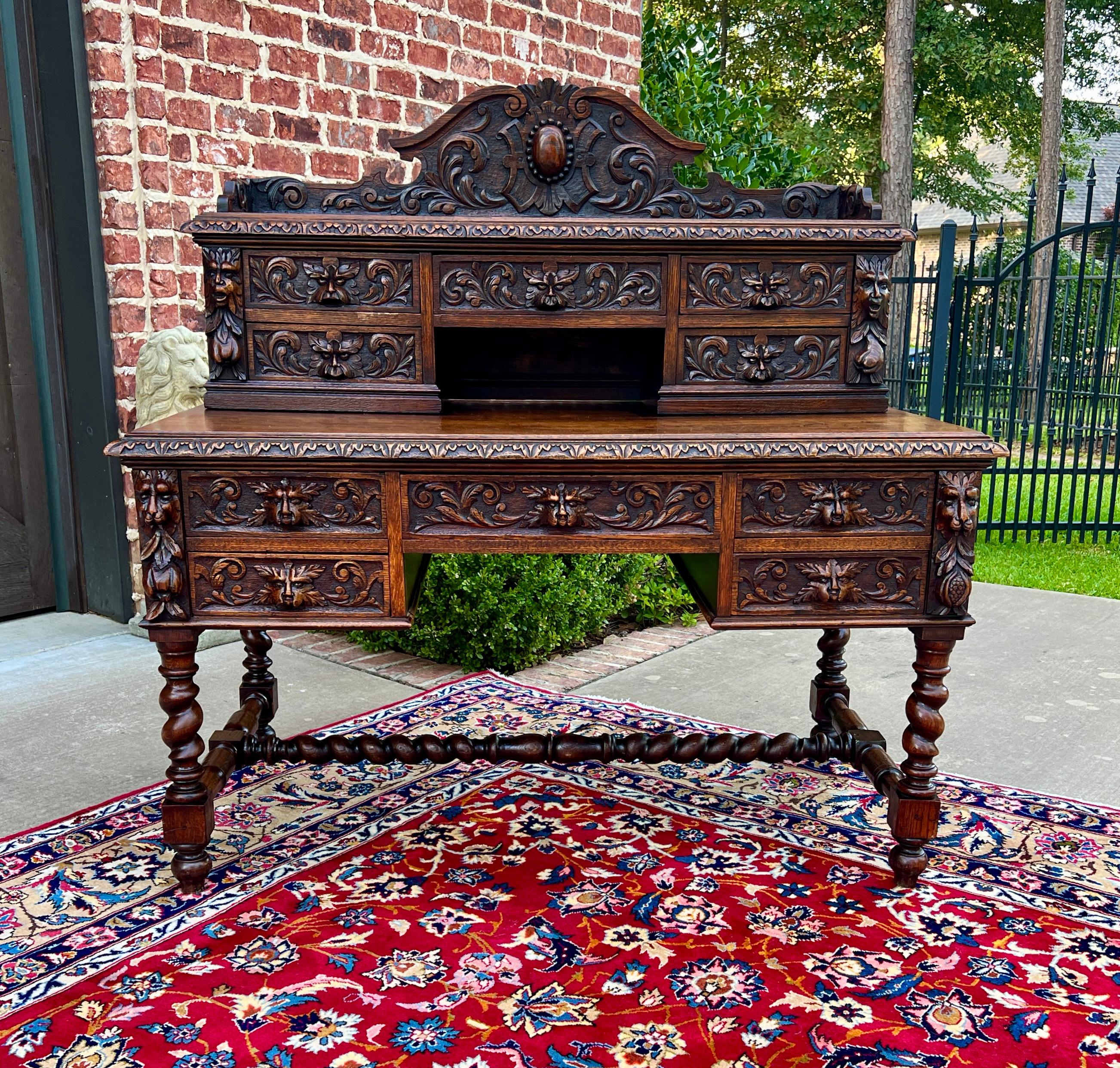 Ancienne bibliothèque de bureau française en chêne de style néo-renaissance, torsion d'orge, 19ème siècle en vente 4