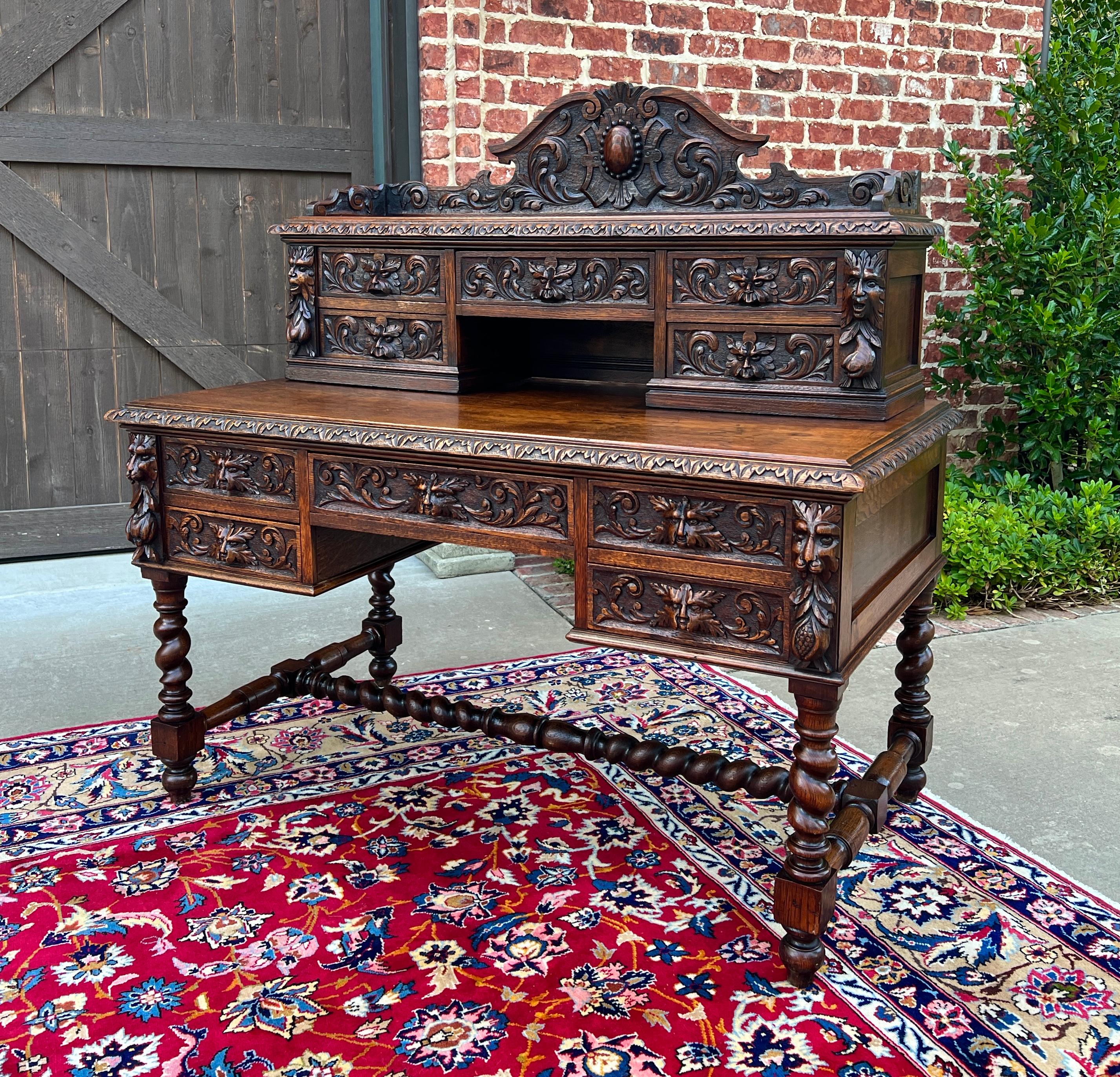 Ancienne bibliothèque de bureau française en chêne de style néo-renaissance, torsion d'orge, 19ème siècle en vente 7