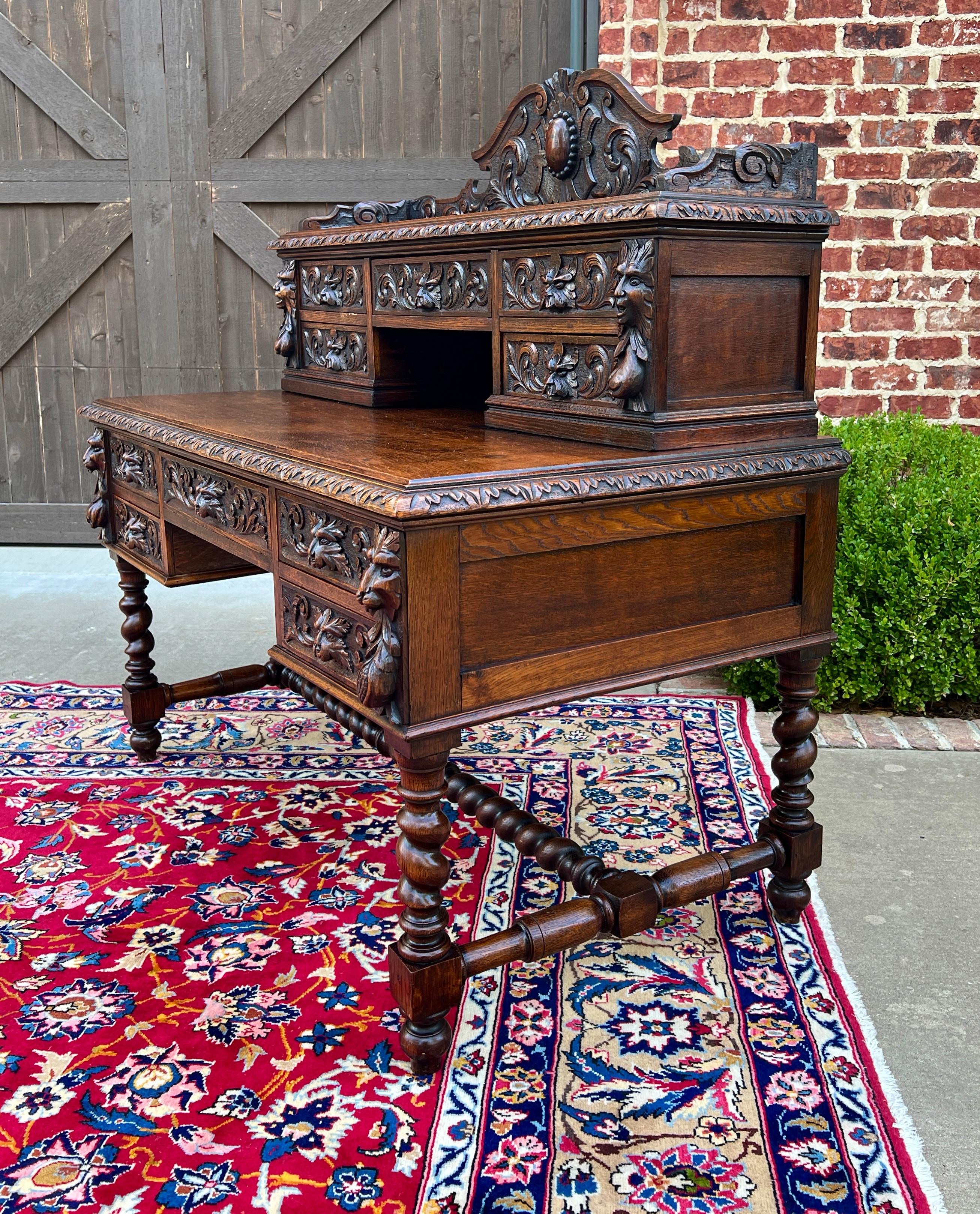 Ancienne bibliothèque de bureau française en chêne de style néo-renaissance, torsion d'orge, 19ème siècle en vente 8
