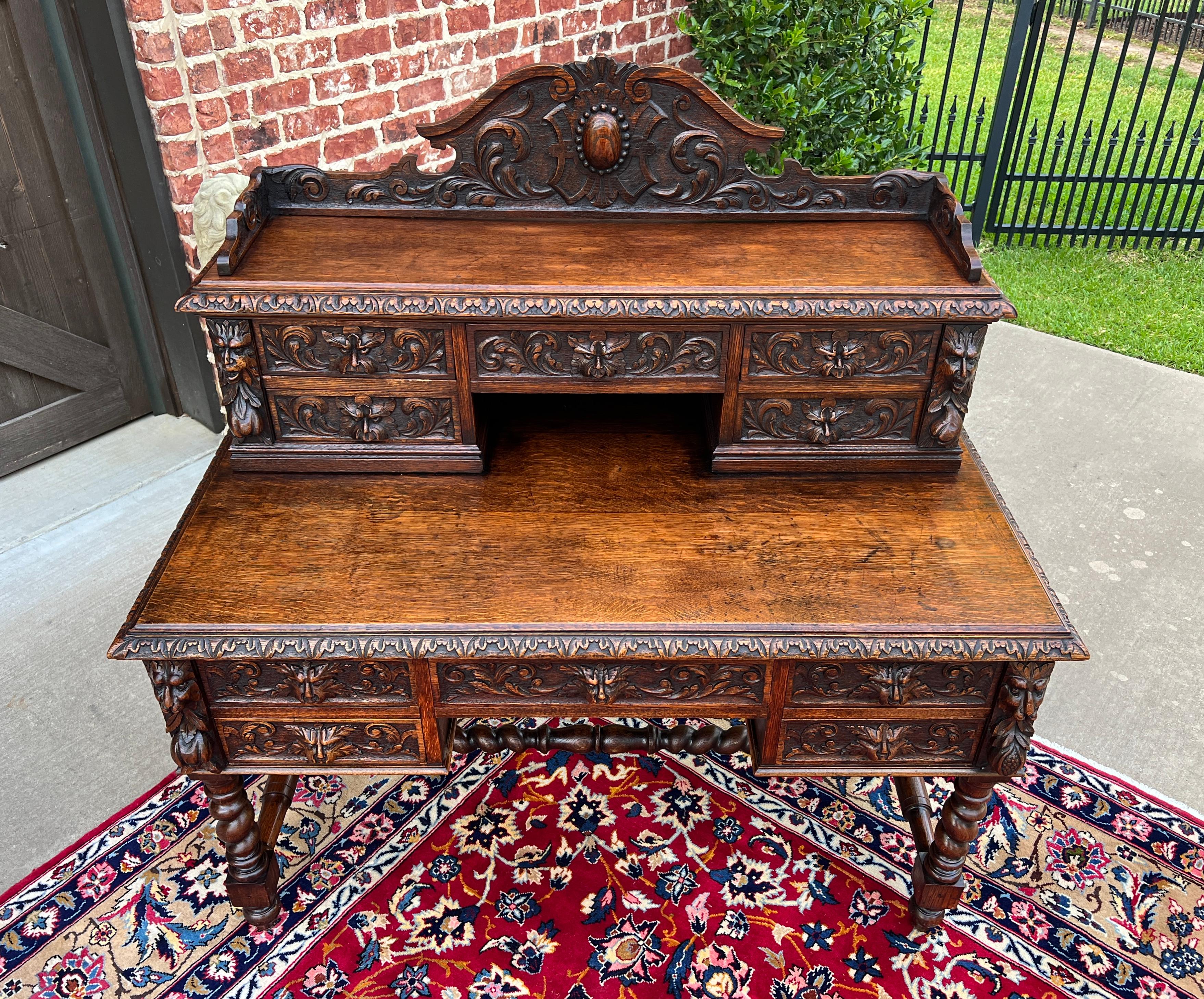 Ancienne bibliothèque de bureau française en chêne de style néo-renaissance, torsion d'orge, 19ème siècle en vente 10