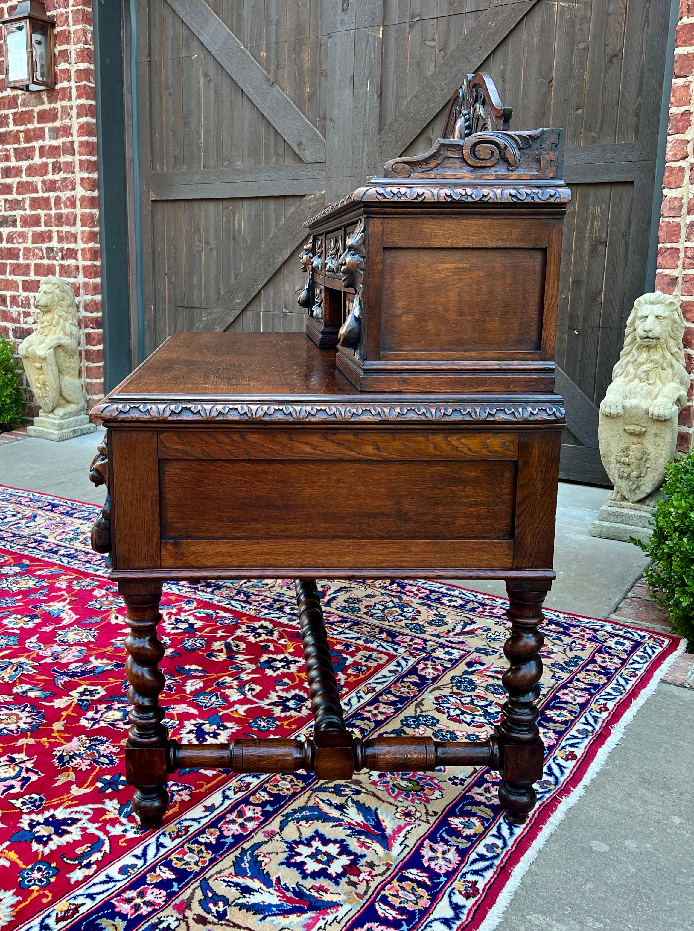 Ancienne bibliothèque de bureau française en chêne de style néo-renaissance, torsion d'orge, 19ème siècle Bon état - En vente à Tyler, TX