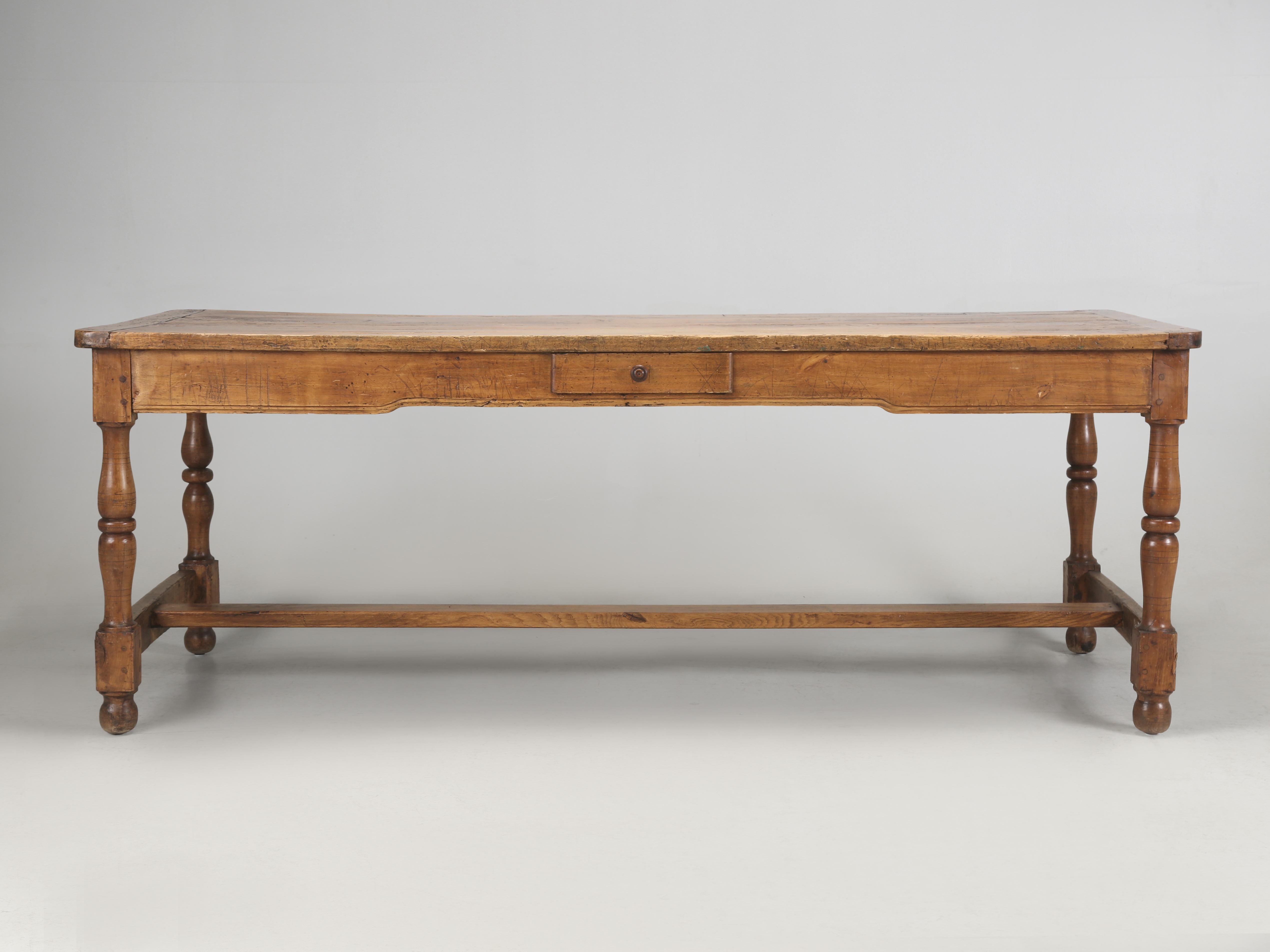 Antique Country French Desk or Dining Room Table from the 1800's. We acquired our Antique Desk from a noted Interior Designer so we unfortunately do not know much of the Antique French Desk or Antique French Country Dining Table. What we have