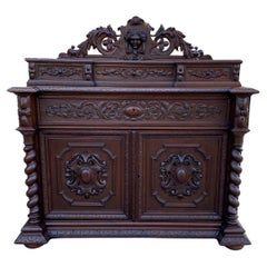 Secrétaire, coffres et tiroirs de service de bureau français anciens de style Renaissance en chêne torsadé 