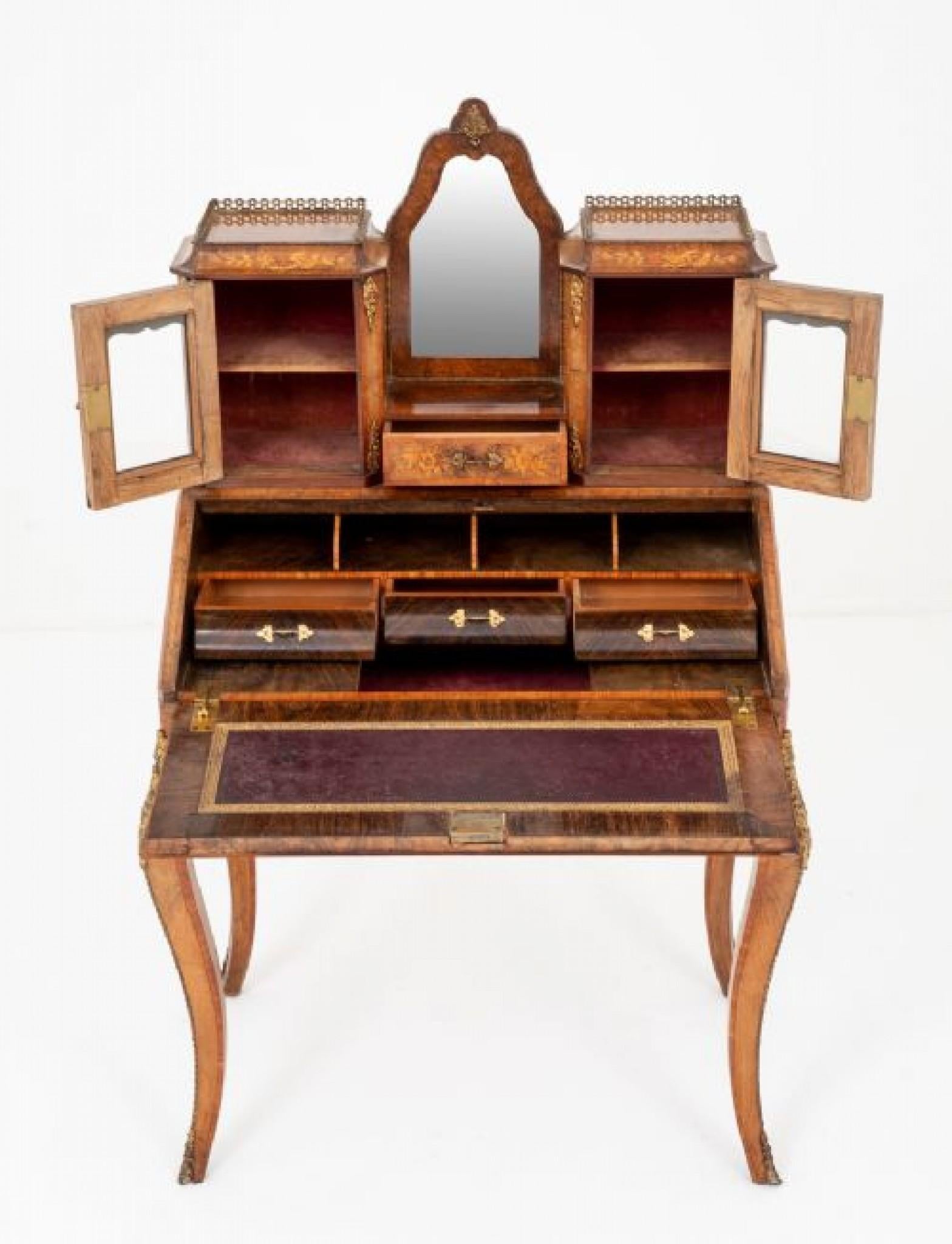 Antique French Desk, Walnut Bonheur De Jour, 1860 For Sale 6