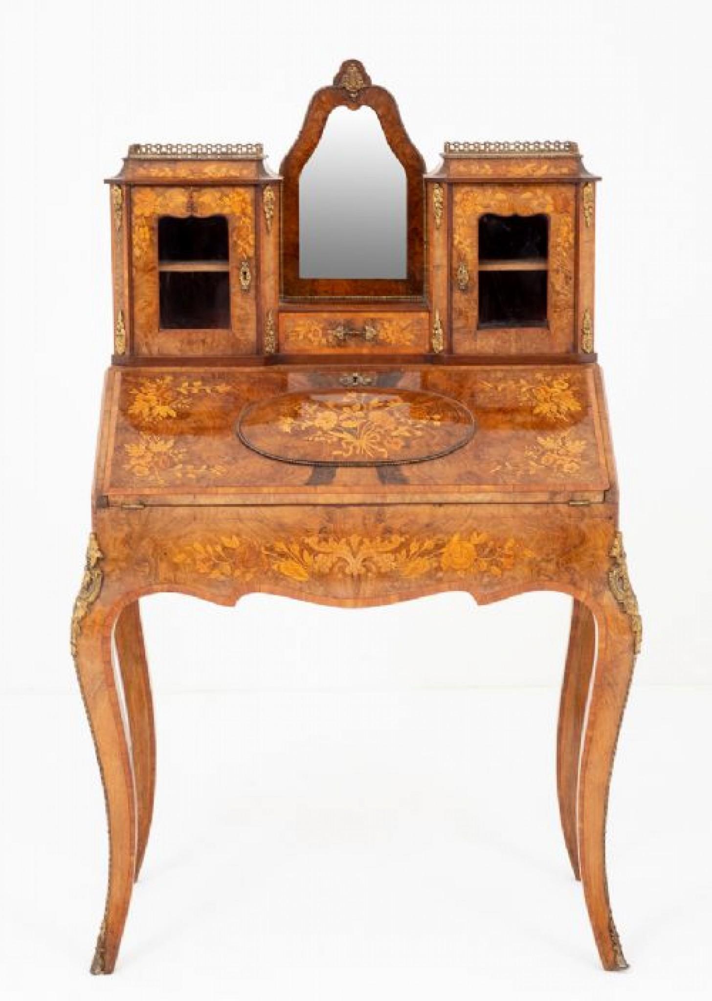 Antique French Desk, Walnut Bonheur De Jour, 1860 For Sale 14