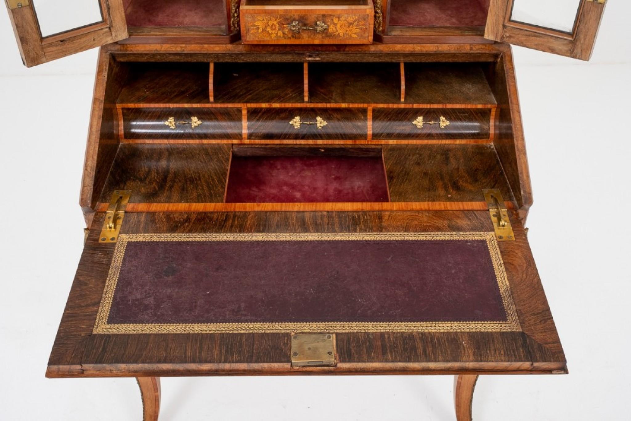 Antique French Desk, Walnut Bonheur De Jour, 1860 For Sale 5