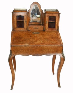 Antique French Desk, Walnut Bonheur De Jour Ladies Desk circa 1880