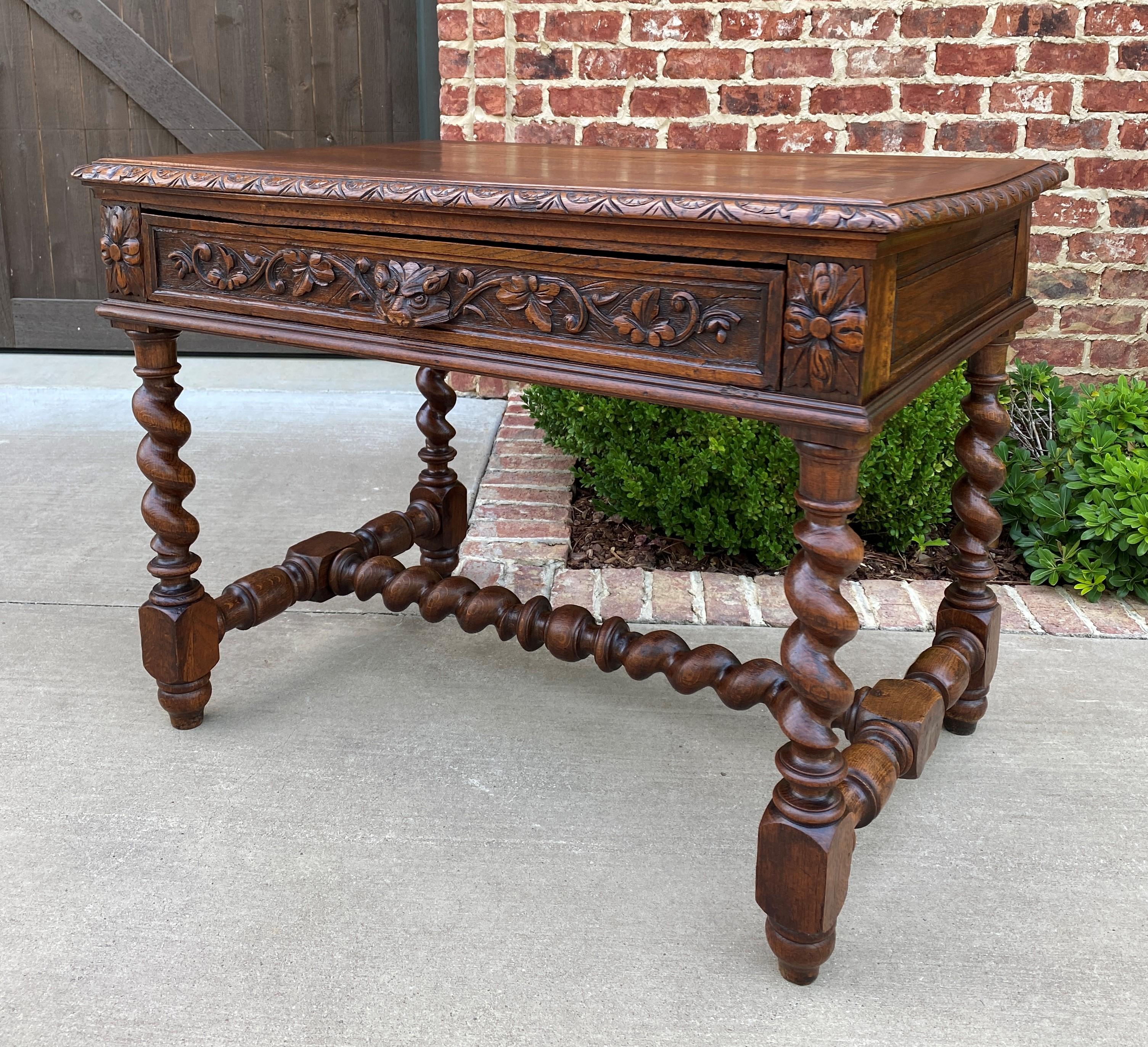 Antique French Desk Writing Table Drawer Oak Barley Twist Office Library Study 3