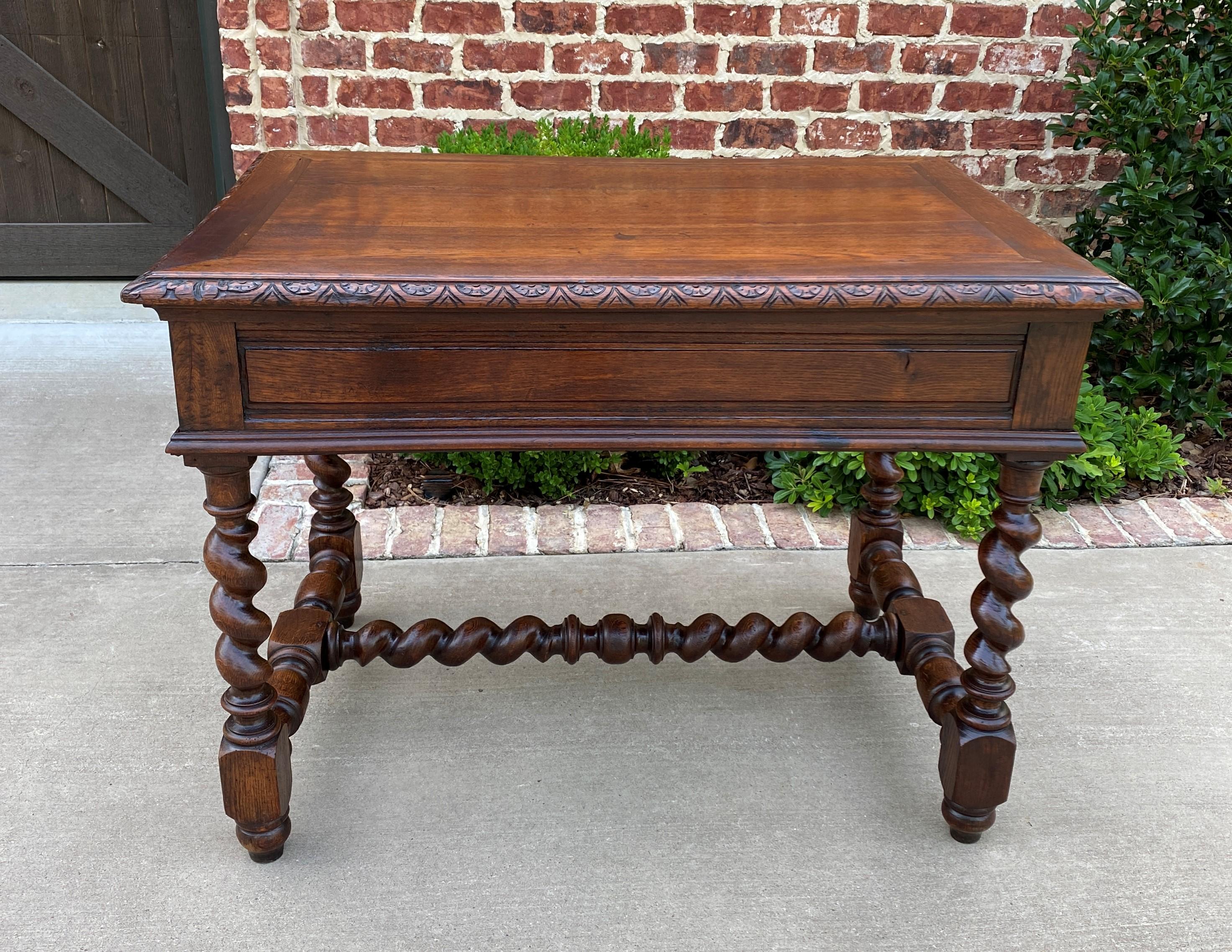 Antique French Desk Writing Table Drawer Oak Barley Twist Office Library Study 5