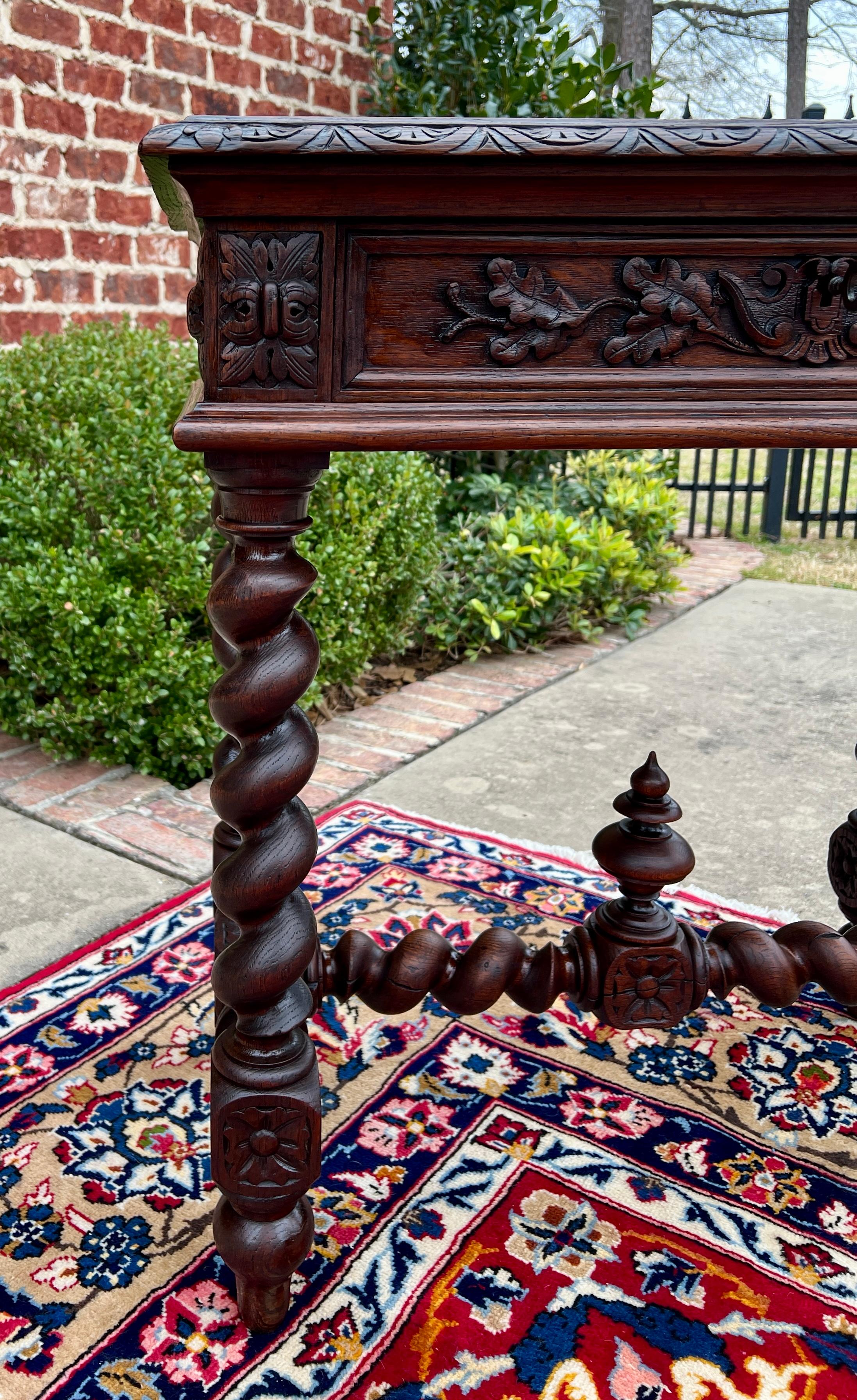 Antique French Escritorio Mesa de Escribir Mesilla de Noche PETITE c/ Cajón Barley Twist Roble en venta 7