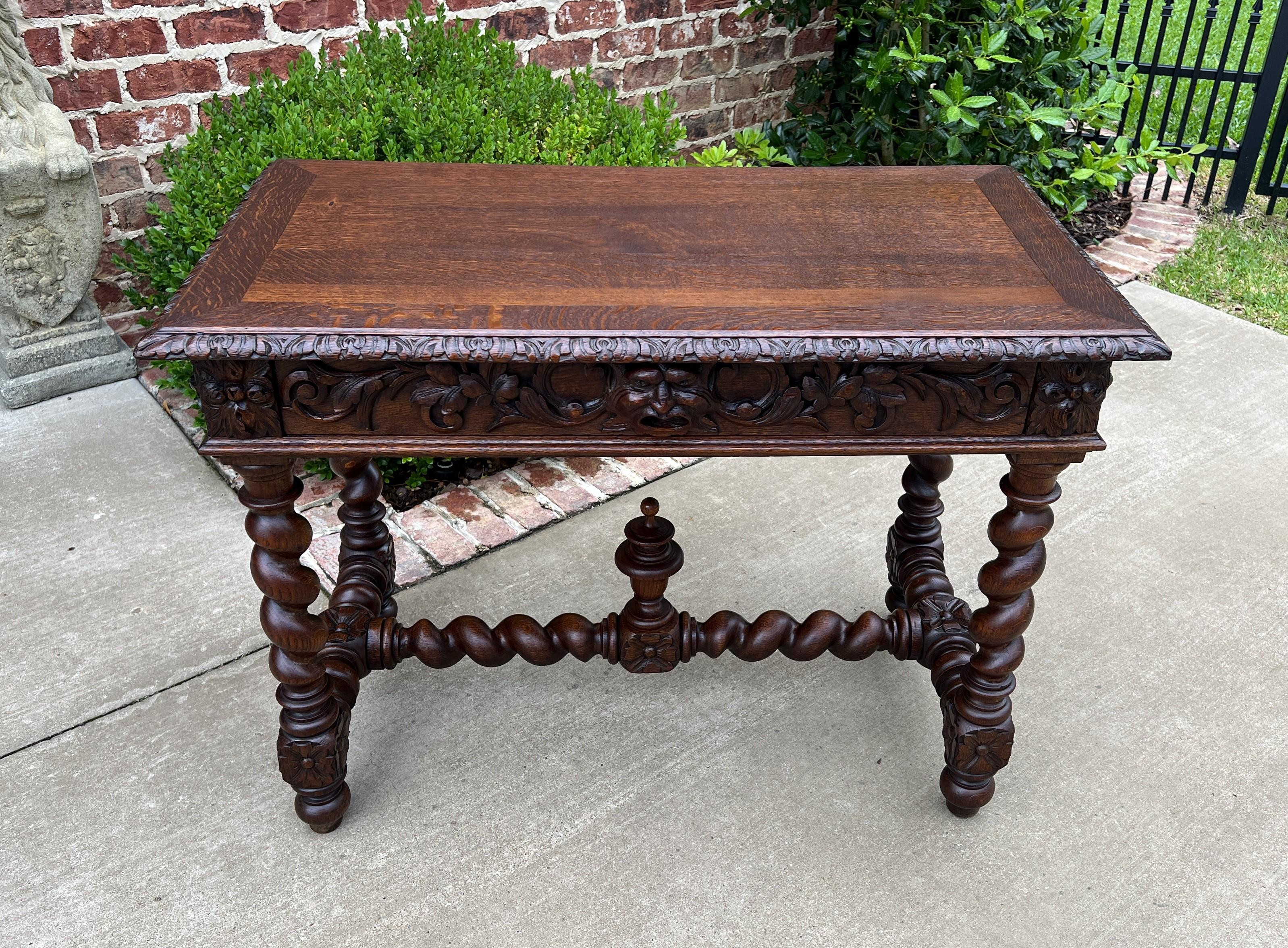 Antique French Desk Schreibtisch Renaissance Breite Schublade Eiche Barley Twist im Angebot 3