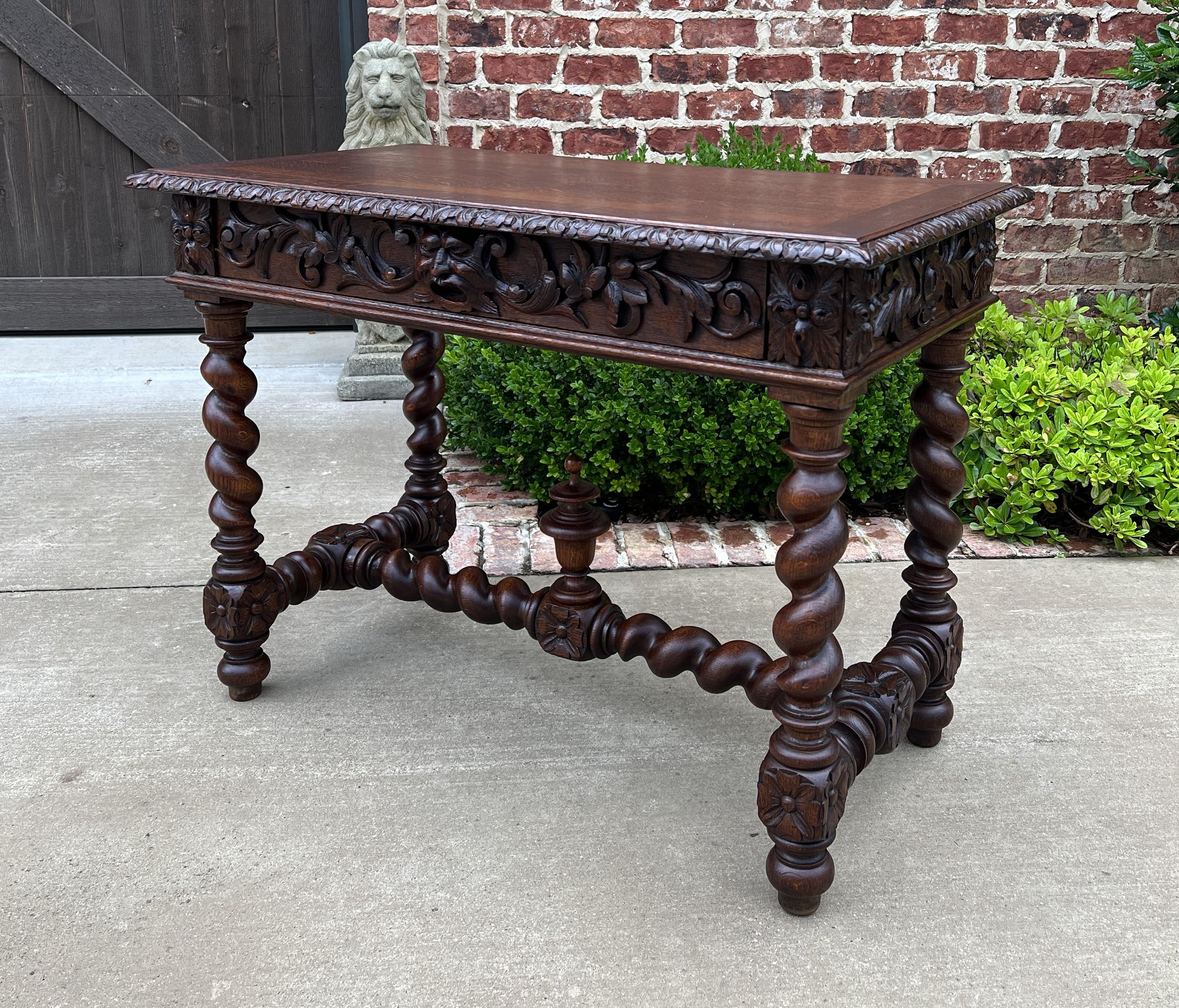Antique French Desk Schreibtisch Renaissance Breite Schublade Eiche Barley Twist im Angebot 4