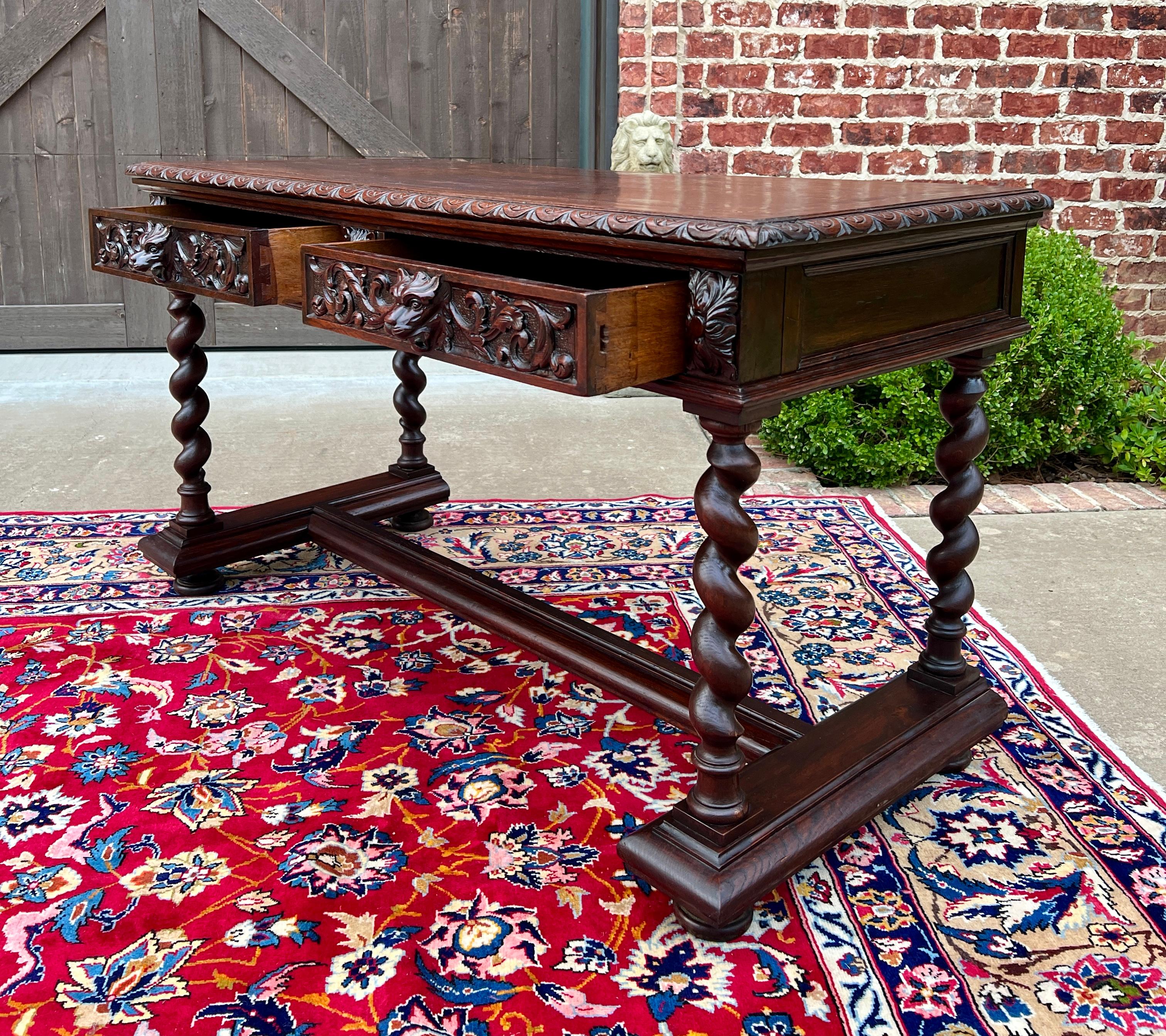 Antique French Desk Writing Table Sofa Entry Table Oak Barley Twist Renaissance 4
