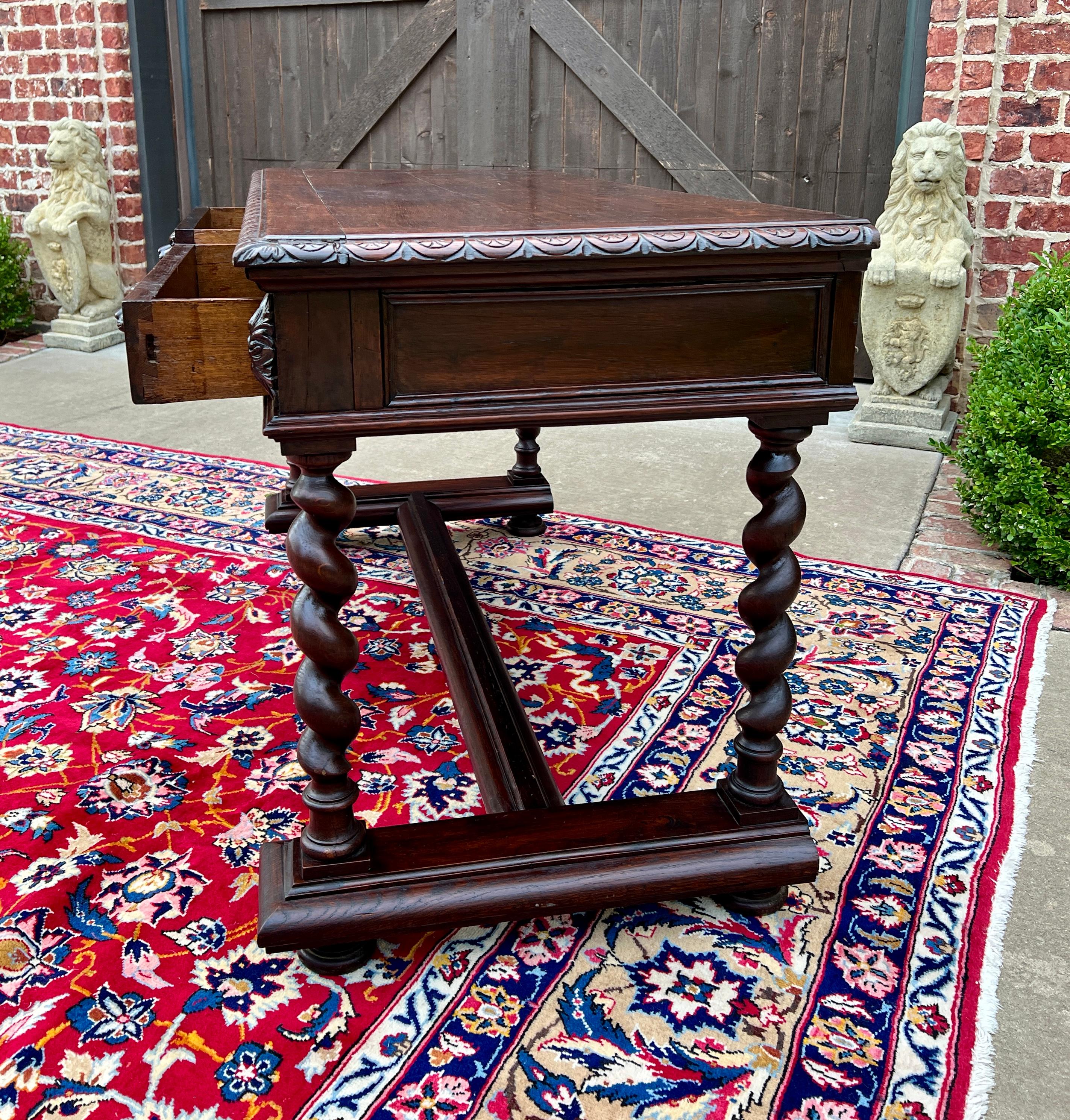 Antique French Desk Writing Table Sofa Entry Table Oak Barley Twist Renaissance 5