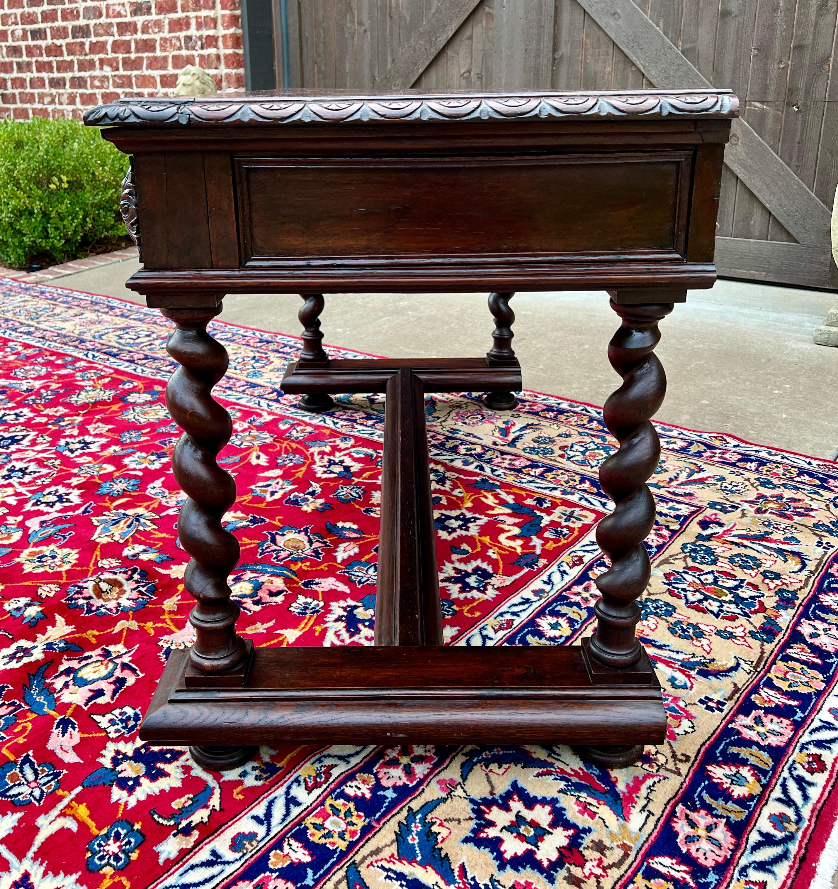 Antique French Desk Writing Table Sofa Entry Table Oak Barley Twist Renaissance 6