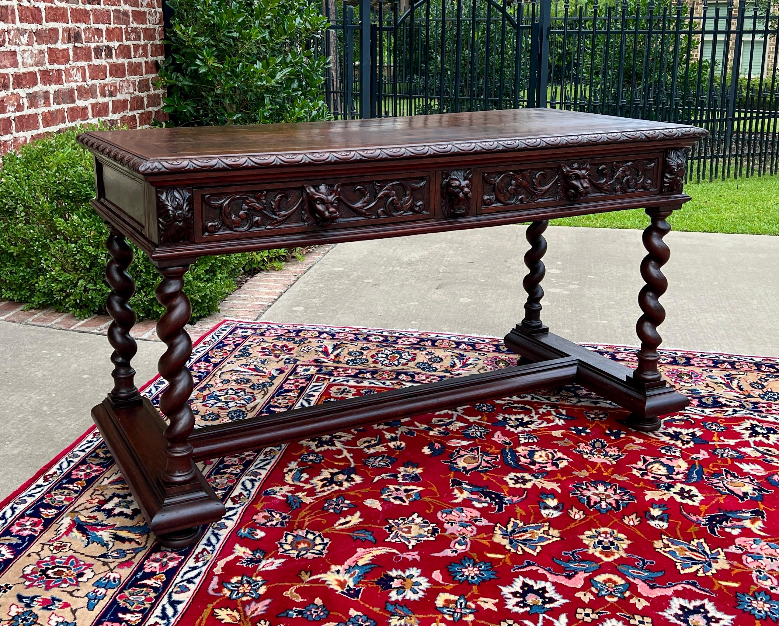 Antique French Desk Writing Table Sofa Entry Table Oak Barley Twist Renaissance 7