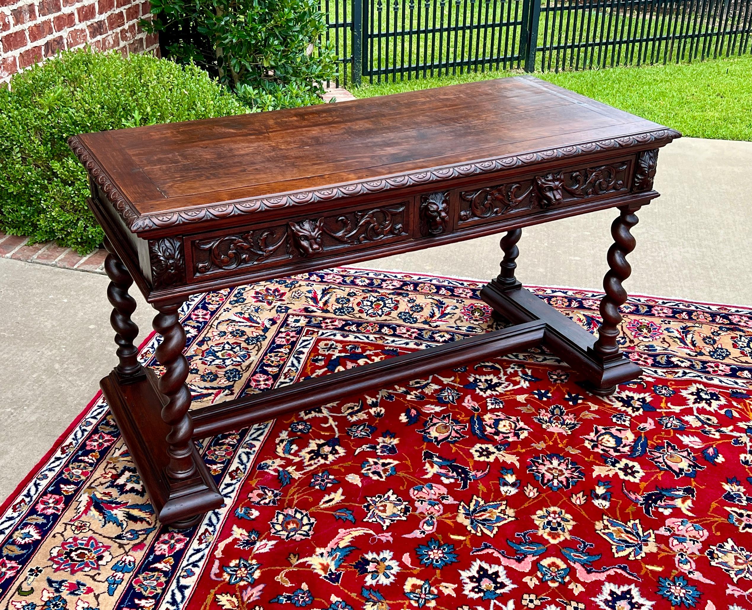 Antique French Desk Writing Table Sofa Entry Table Oak Barley Twist Renaissance 8