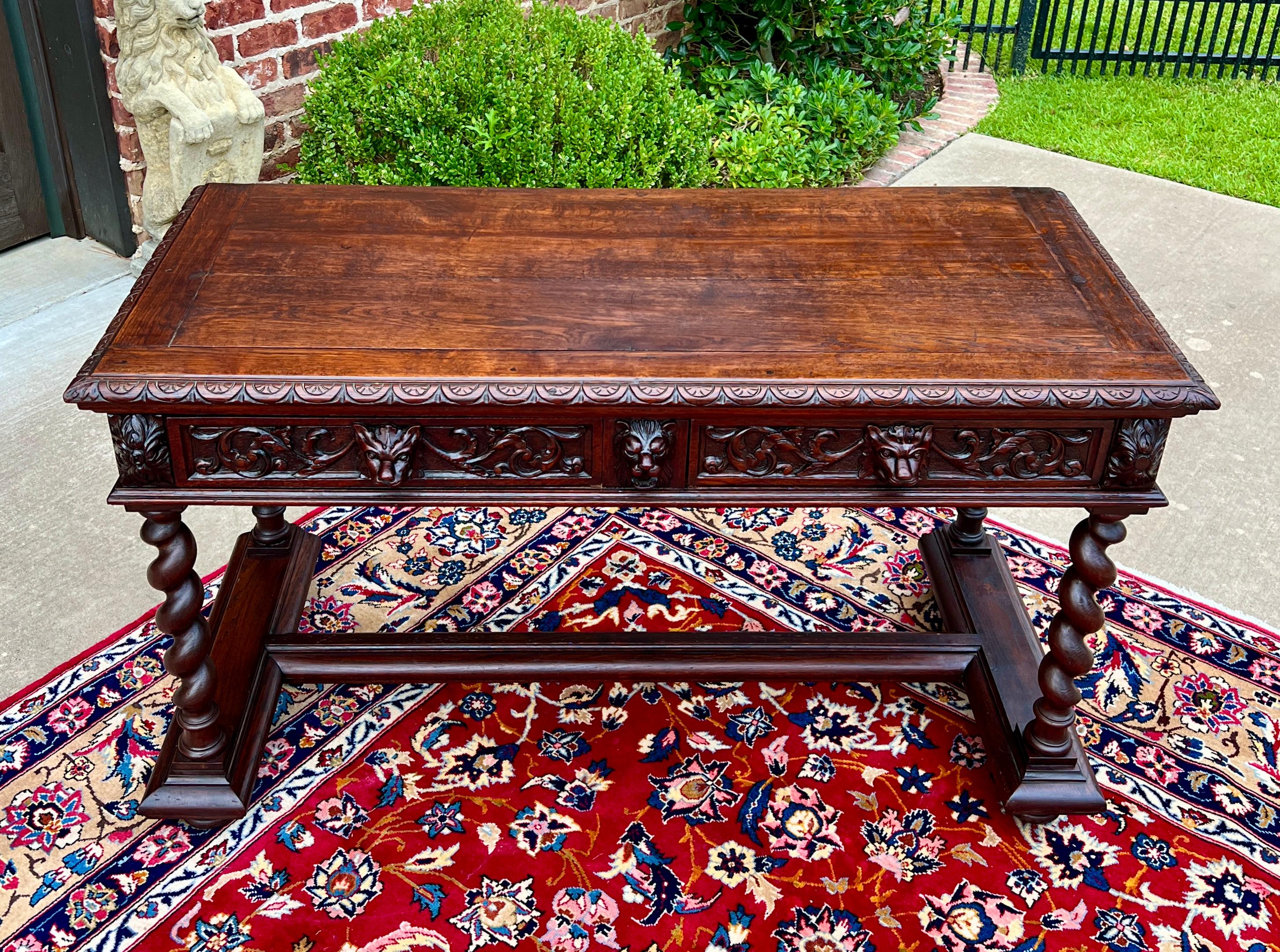 Antique French Desk Writing Table Sofa Entry Table Oak Barley Twist Renaissance 9