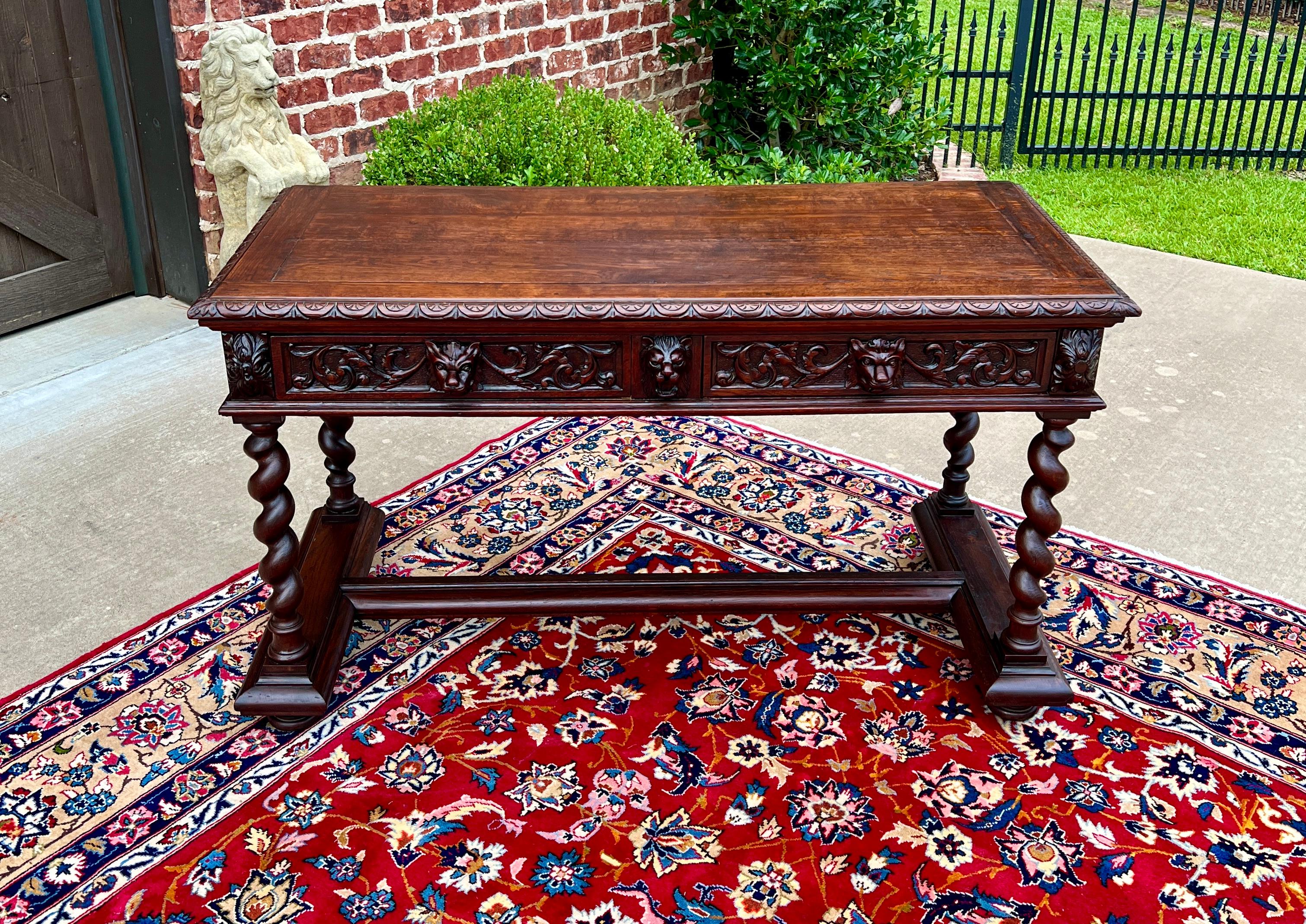 Antique French Desk Writing Table Sofa Entry Table Oak Barley Twist Renaissance 10