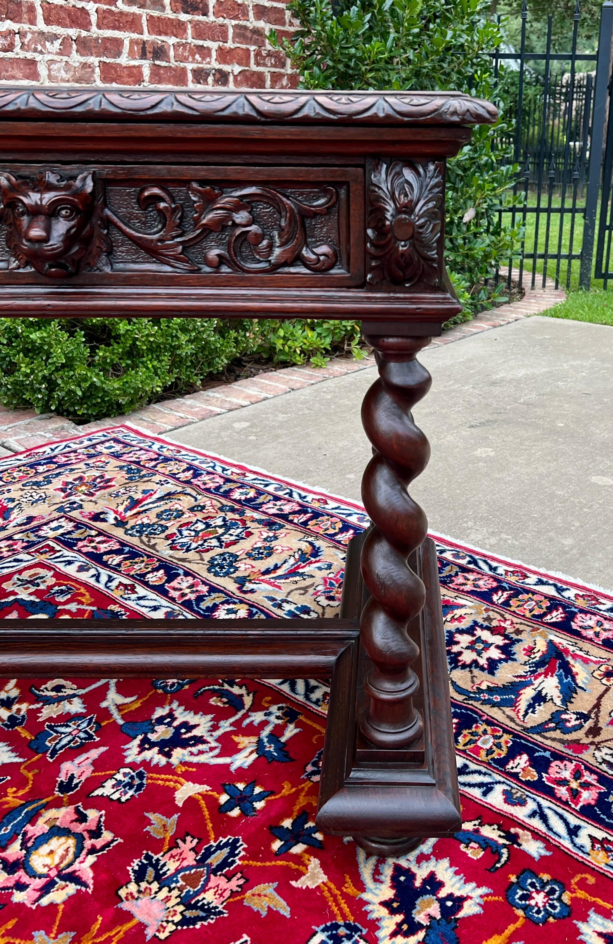 Antique French Desk Writing Table Sofa Entry Table Oak Barley Twist Renaissance 11