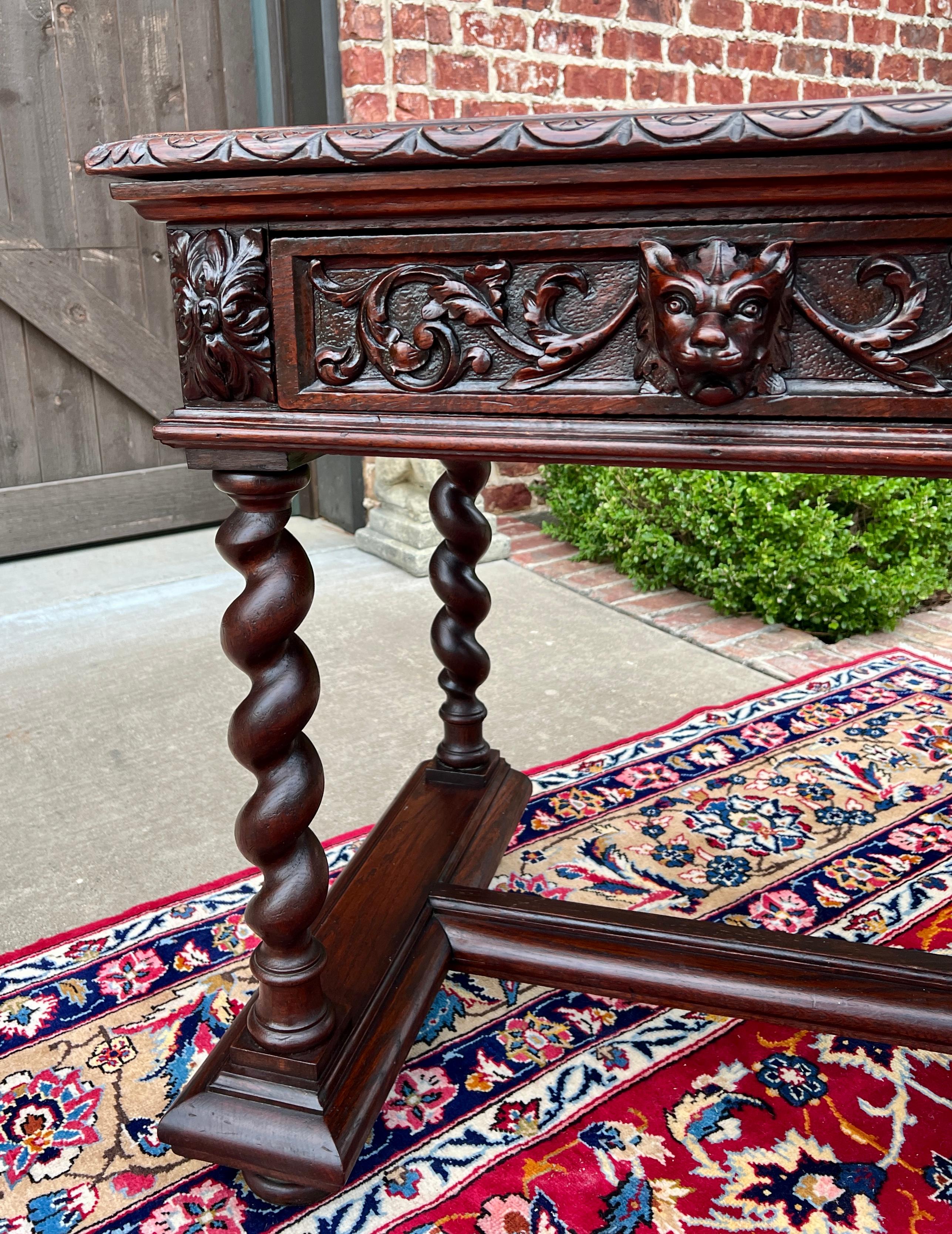 Antique French Desk Writing Table Sofa Entry Table Oak Barley Twist Renaissance 12