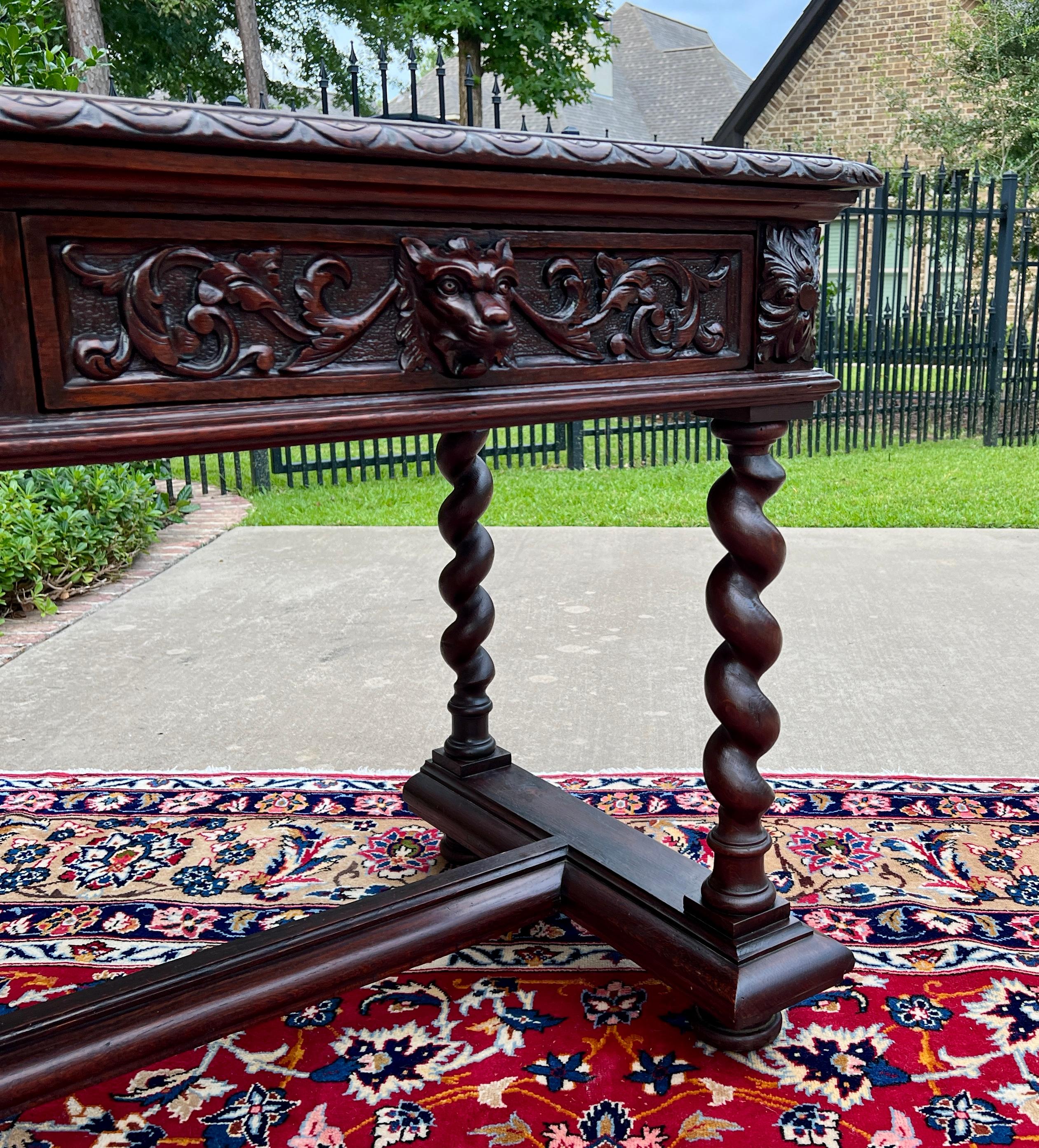 Antique French Desk Writing Table Sofa Entry Table Oak Barley Twist Renaissance 13