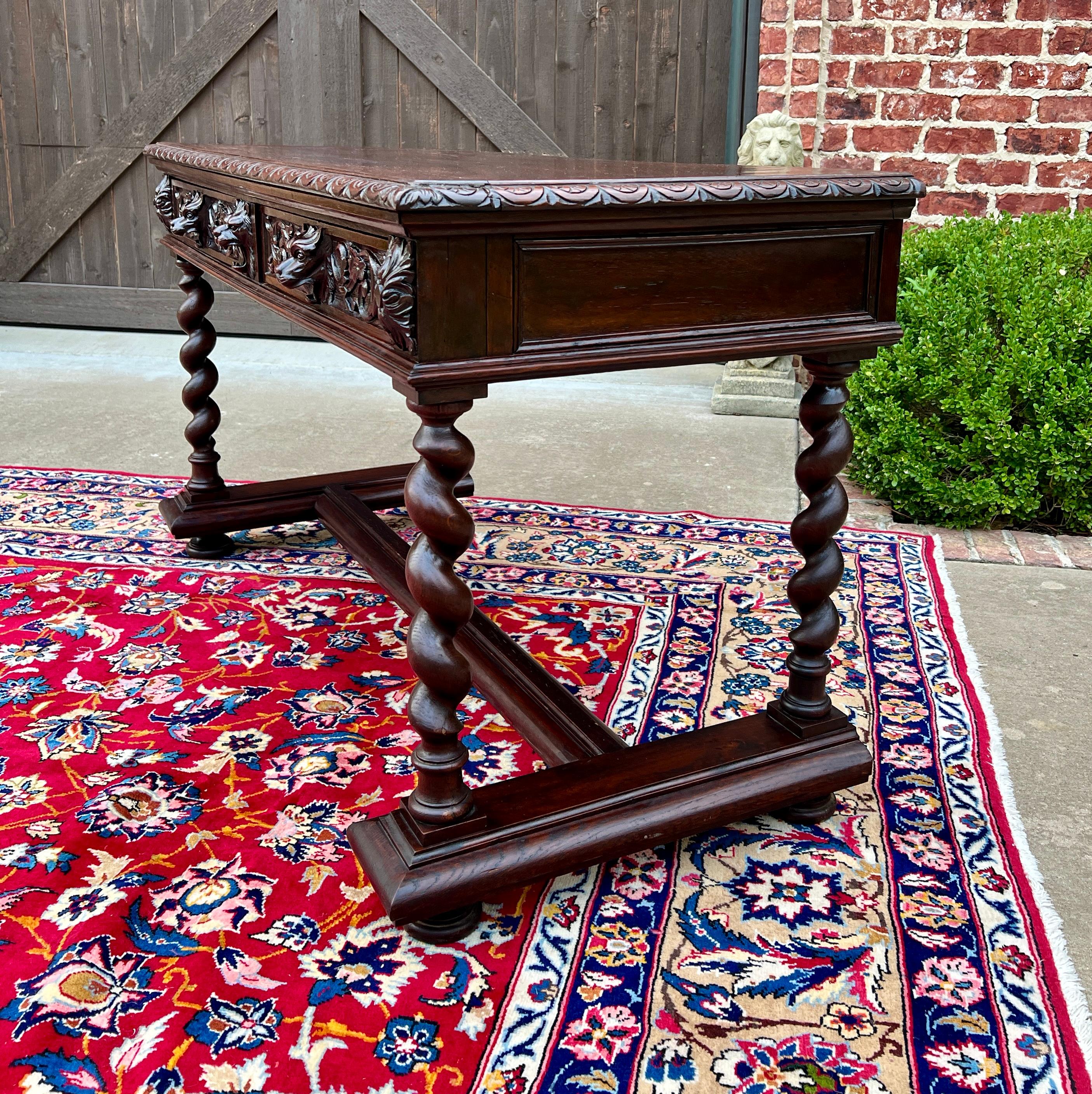 Antique French Desk Writing Table Sofa Entry Table Oak Barley Twist Renaissance 1