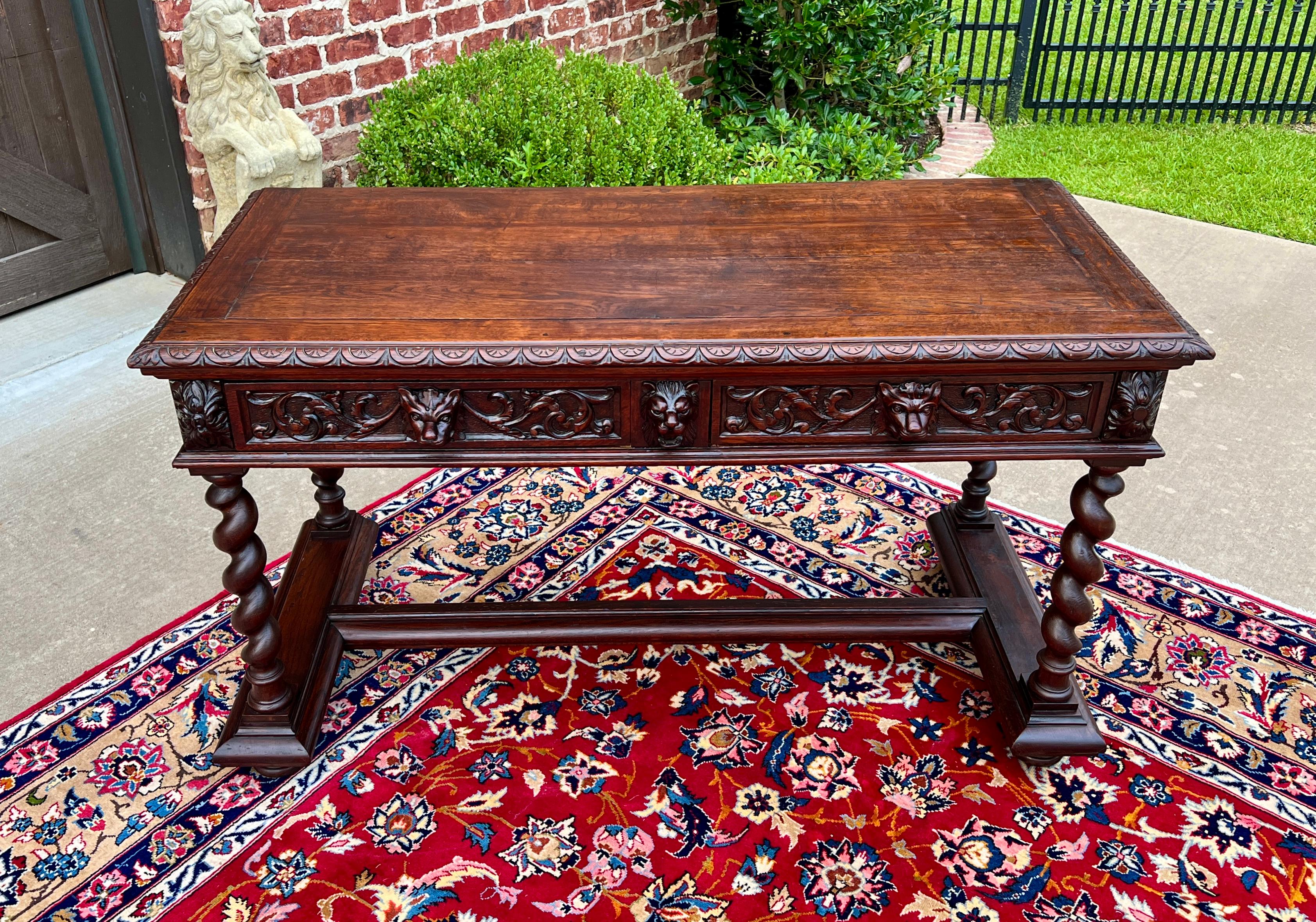 Antique French Desk Writing Table Sofa Entry Table Oak Barley Twist Renaissance 2